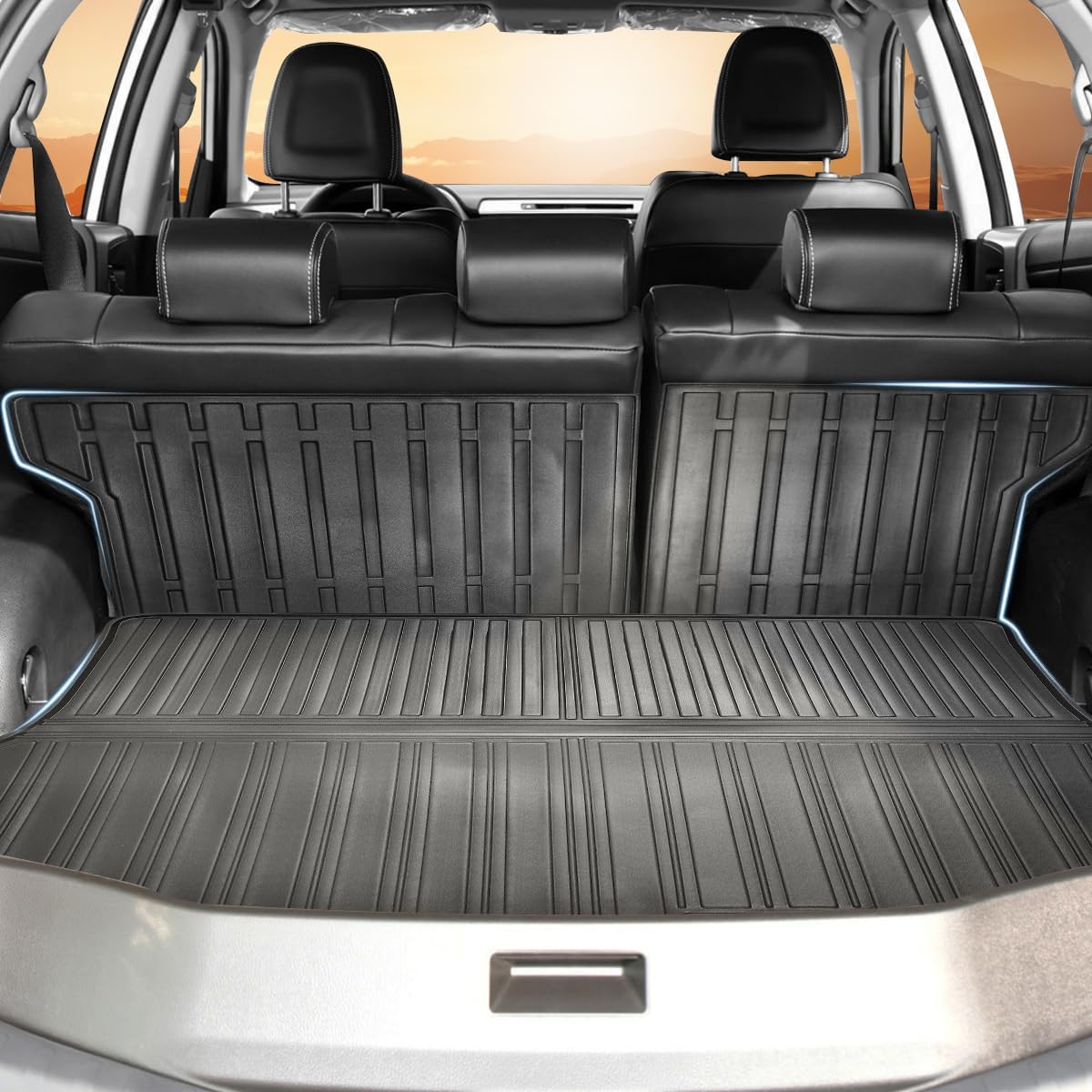 Vanseno Floor mats & CargoTrunk Liners and Backrest Mat Full Set Compatible for Toyota Rav4 2013 2014 2015 2016 2017 2018 All-Weather Rubber Mat Protector Black (13-18RAV4 Full Set)