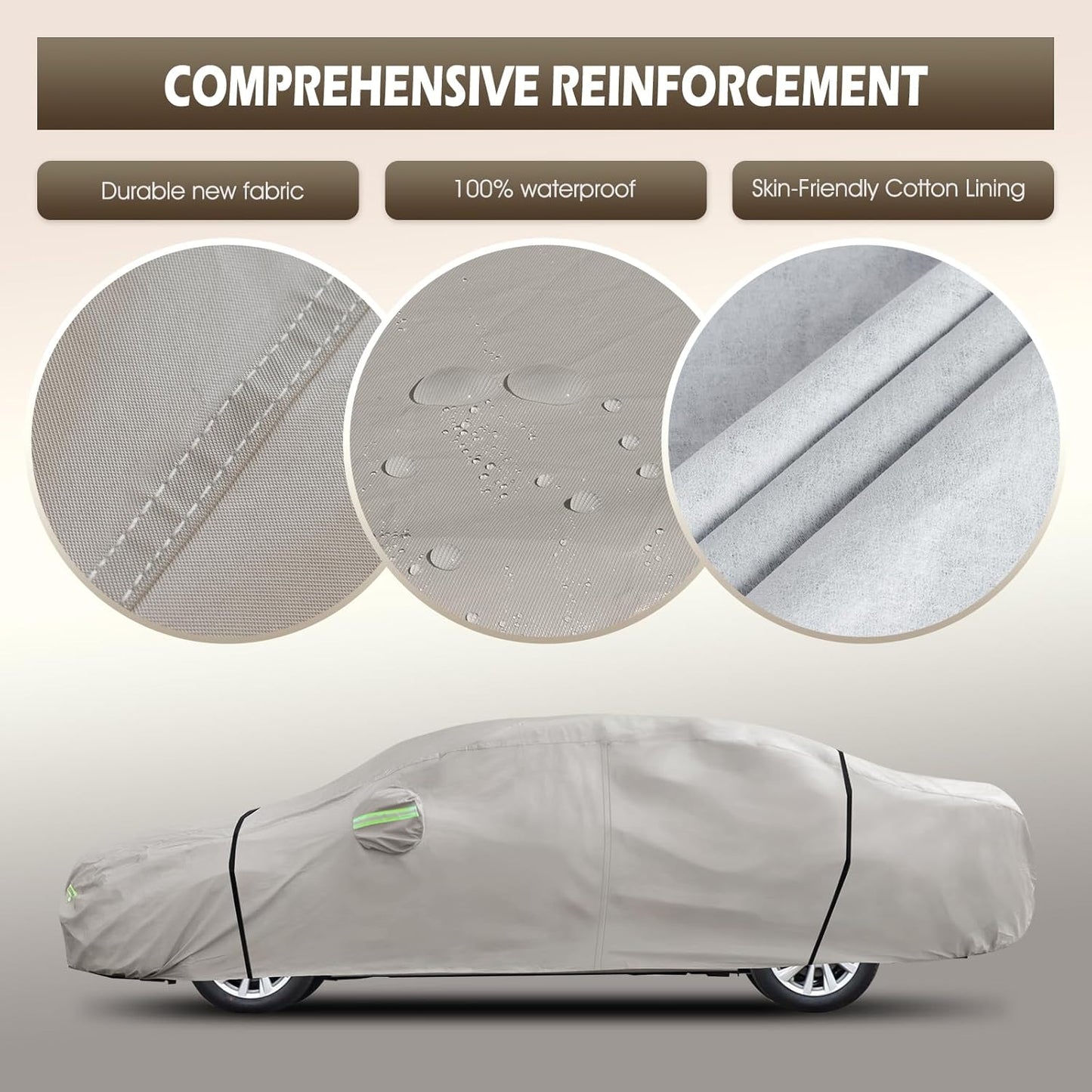 Migaven 6 Layers Car Cover Custom Fit for Toyota Camry 1996-2025, Honda Accord 2001-2025, Waterproof Full Exterior Cover Rain Sun Protection with Door Zipper