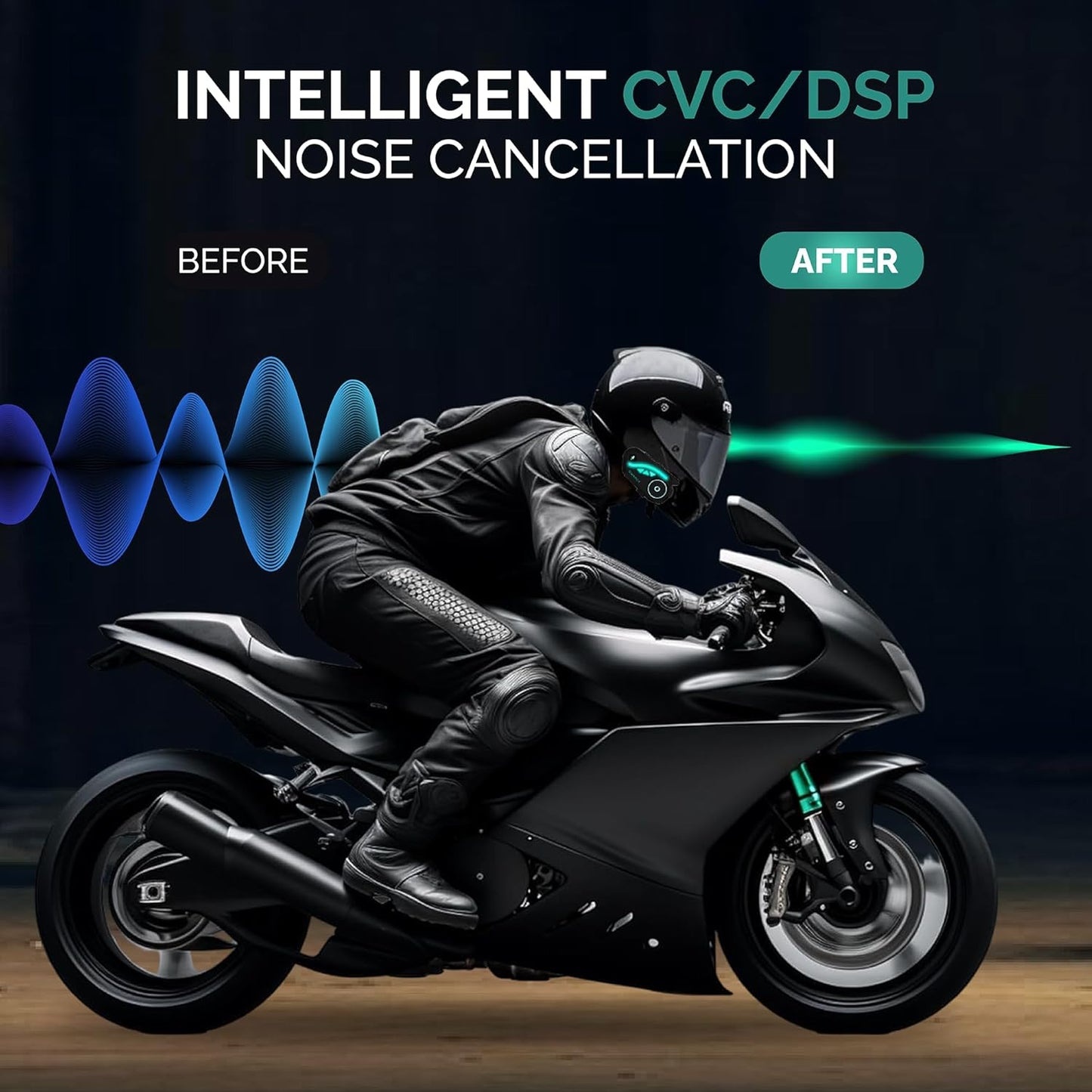 V8 Motorcycle Bluetooth Headset, Helmet Intercom with FM and Music Sharing Noise Cancelling DSP&CVC HiFi Stereo 1000M to 2000M Intercomunicador Moto (Dual Pack, 2X)