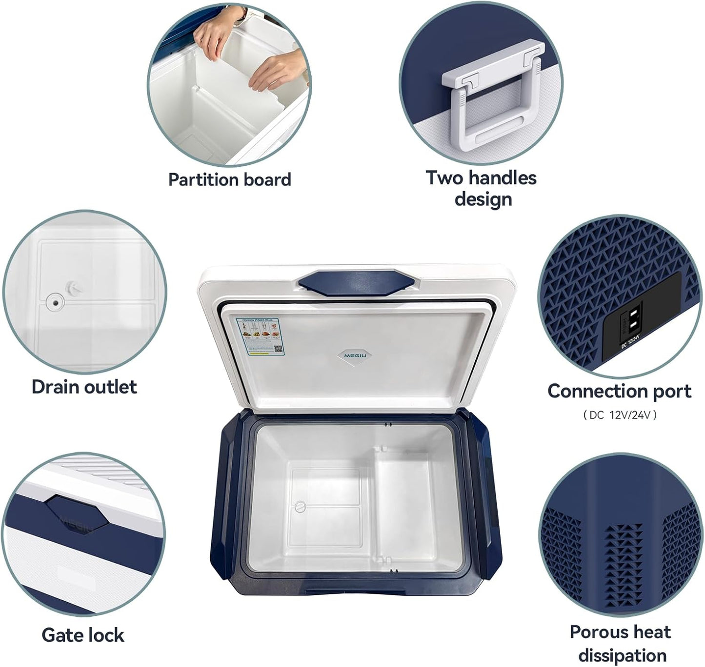 Car Fridge Portable 12V Refrigerator 45 Quart 12 Volt Freezer Compressor Cooler 12V/24V DC 110～240 V AC for Truck Van RV Camper SUV and Home Use