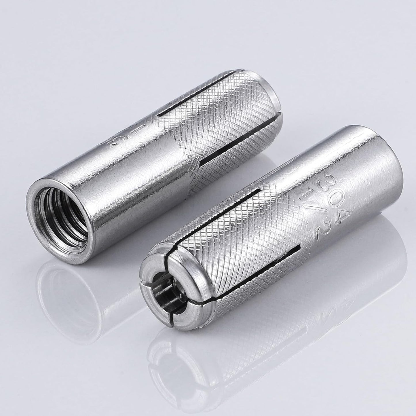 Wensilon(20 pcs) 5/16"-18 Premium Stainless Steel Drop in Anchors Assortment, Knurled Drop-in-Anchor for Solid Concrete, Internal Forced Expansion Screw Bolts