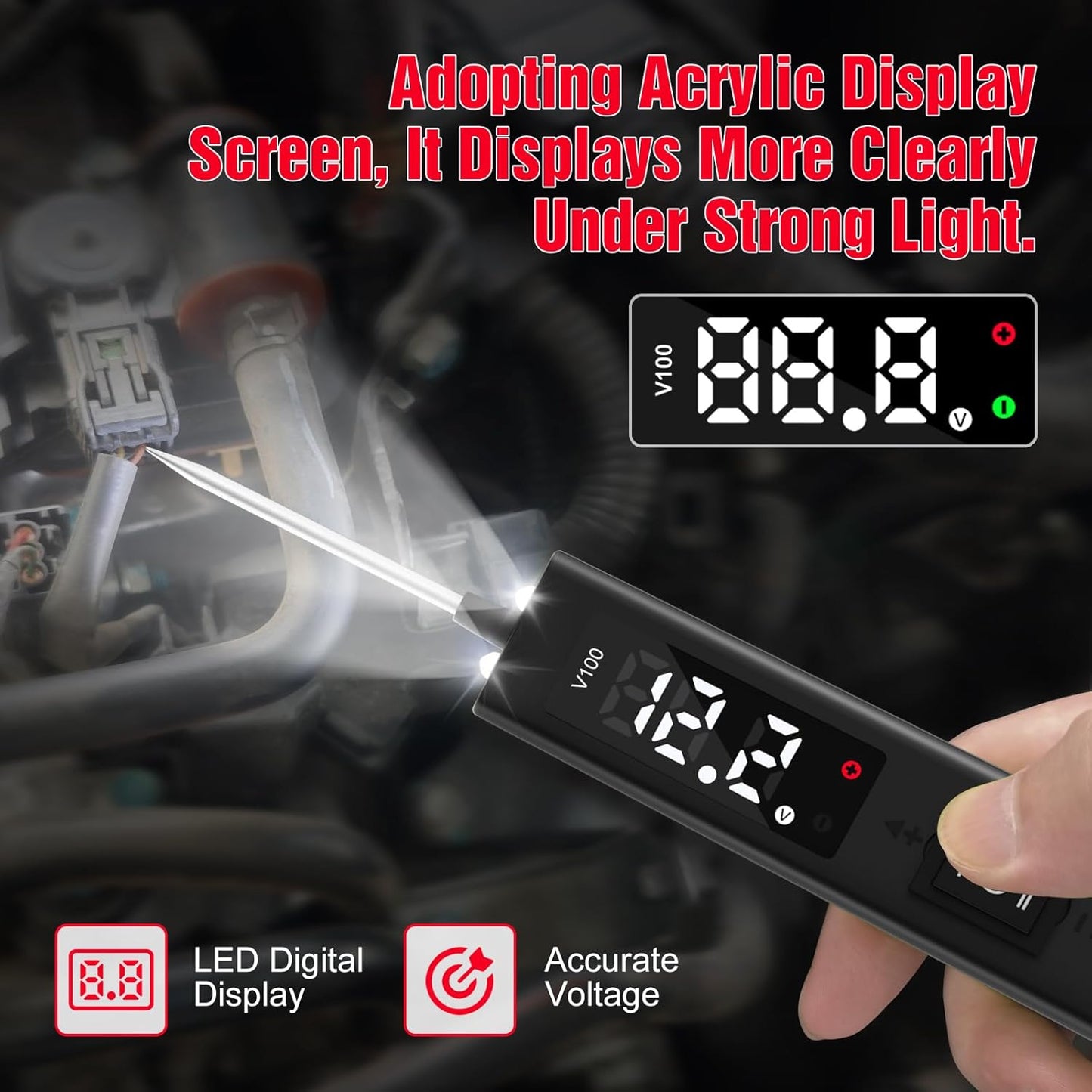 Power Circuit Probe Tester,OBDMONSTER V100 Circuit Tester, 0-80V DC Test Light Automotive Short Circuit Finder, Auto Electrical Circuit Tester, Car Fuse Tester, Automotive Tool