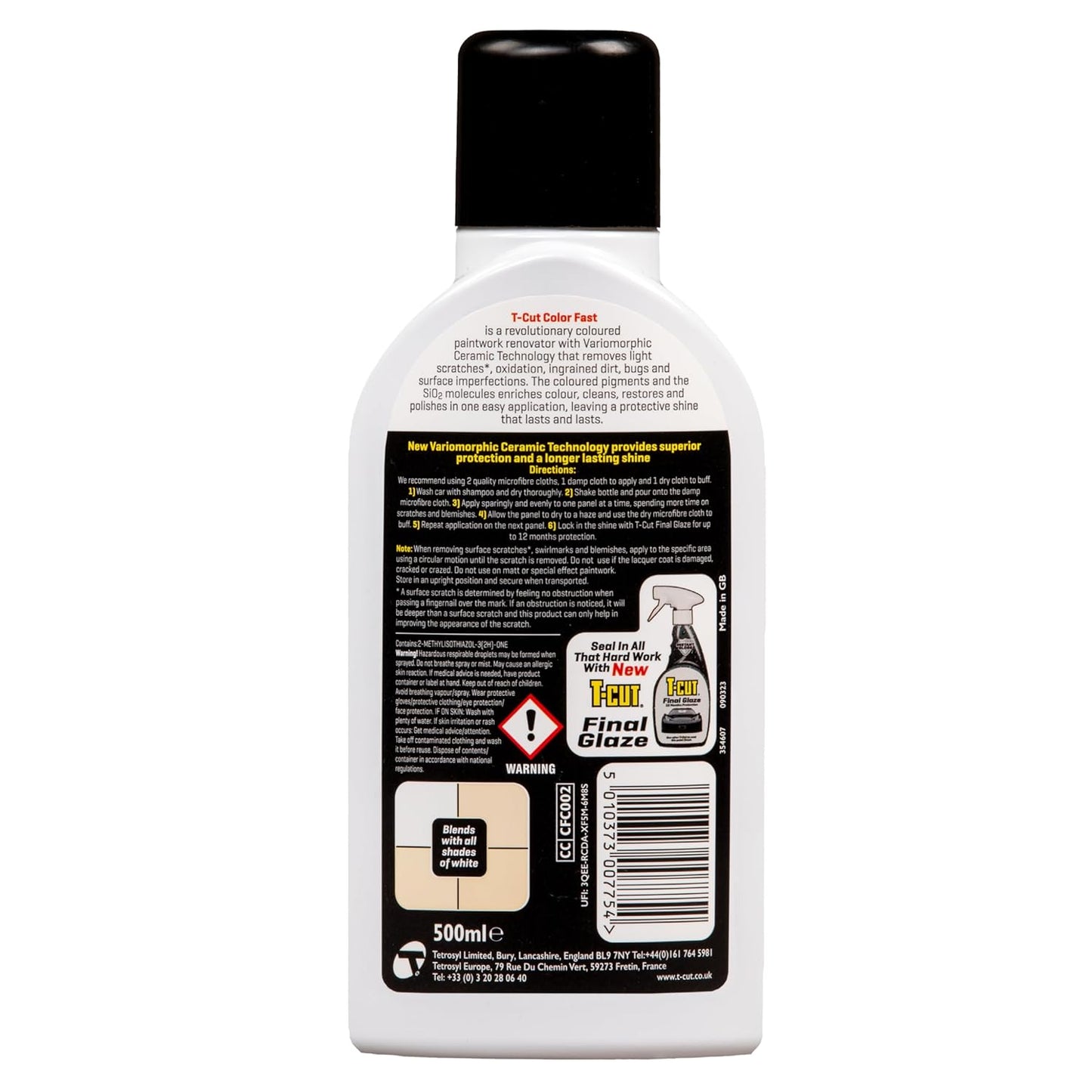 T-Cut White Scratch Remover Color Fast Paintwork Restorer Car Polish, 13 Colors Available, 17 Fl Oz