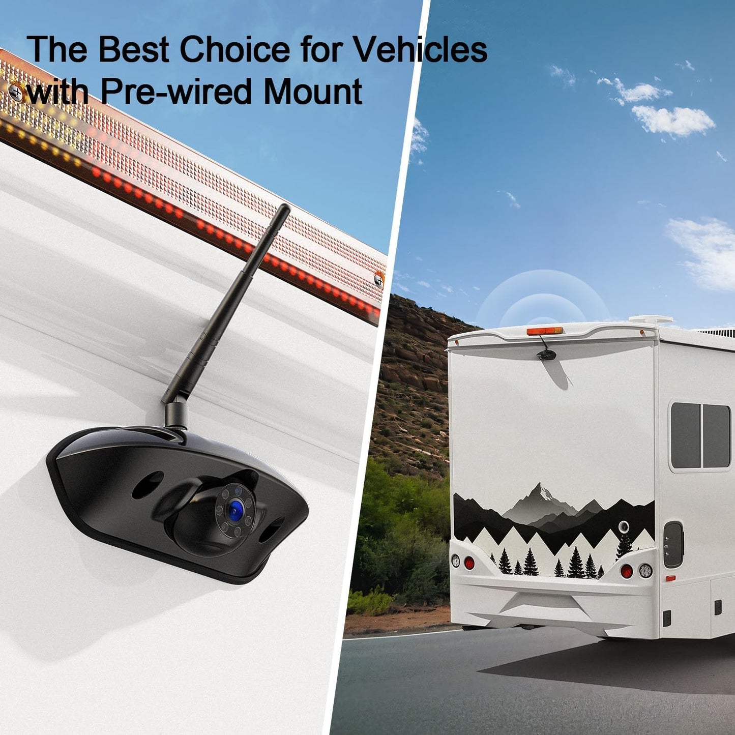 Fookoo 1080P 10" Wireless RV Backup Camera System for Furrion Pre-Wired RV Truck Trailer, 10" HD IPS Monitor & 1 Rear View Camera, IR Night Vision Recording Waterproof Plug and Play - D10Y1