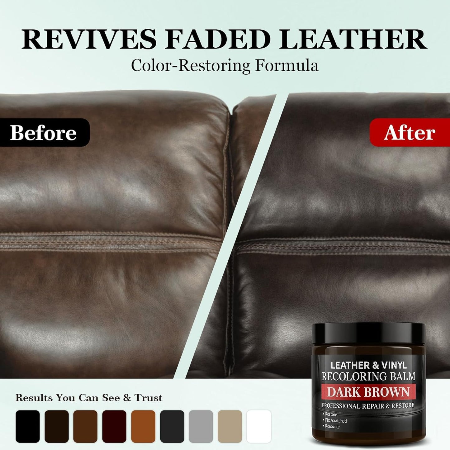 Leather Color Restorer, Recoloring Balm, Scratch Remover, Dye, Paint, Repair Kit for Furniture, Couches, Car Seats, Shoes, Bags, Tan