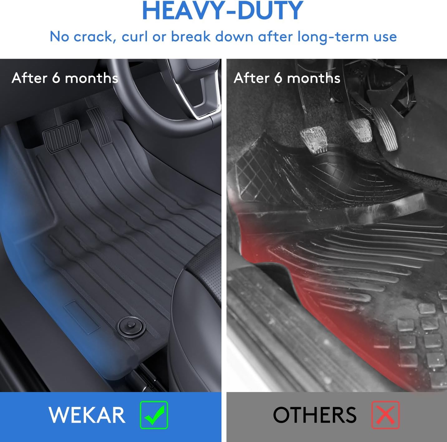 2025 New Version Floor Mats for Tesla Model 3 Highland - Custom Fit All Weather TPE Front & Rear Row Mats, 3-Piece