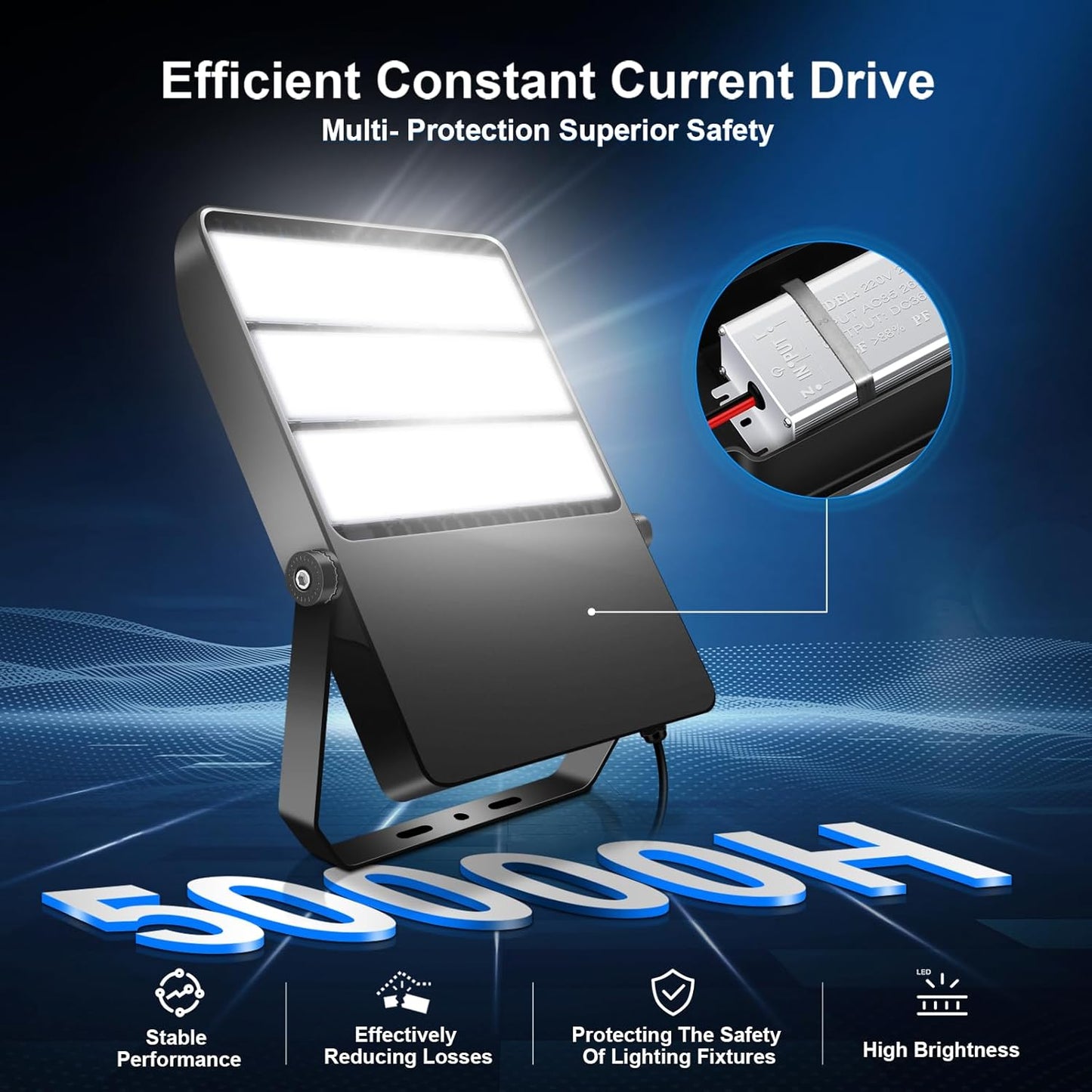 360W LED Stadium Lights Ultra-Brightness 50800 Lumen 5000K Daylight Outdoor Stadium Floodlights Commercial IP65 Field Arena Light with Adjustable Bracket 2 Pack