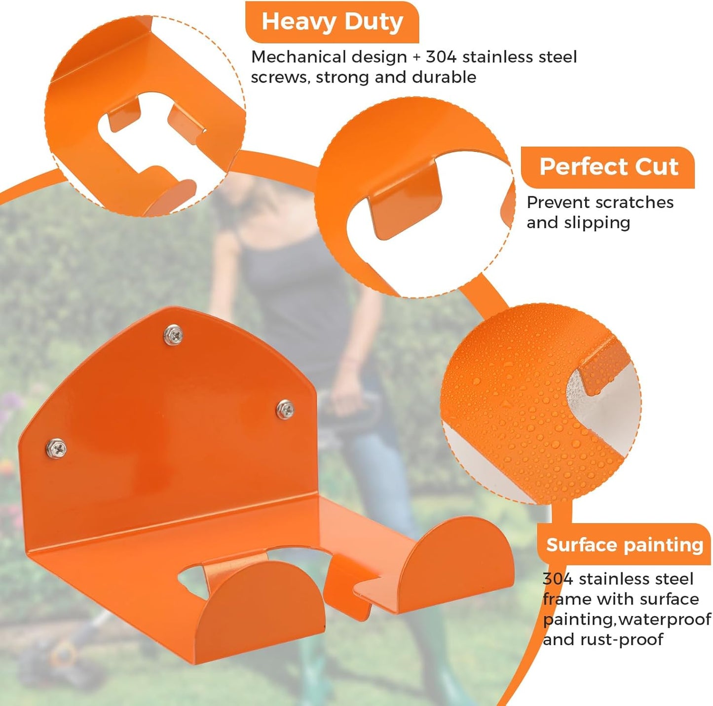 Weedeater Rack, 2 Pack Weed Eater Hanger, Weed Eater Rack for Wall, Heavy Duty Garden Tool Garage Organizer Trimmer Holder, Chainsaw Hanger Wall Mount(Black)