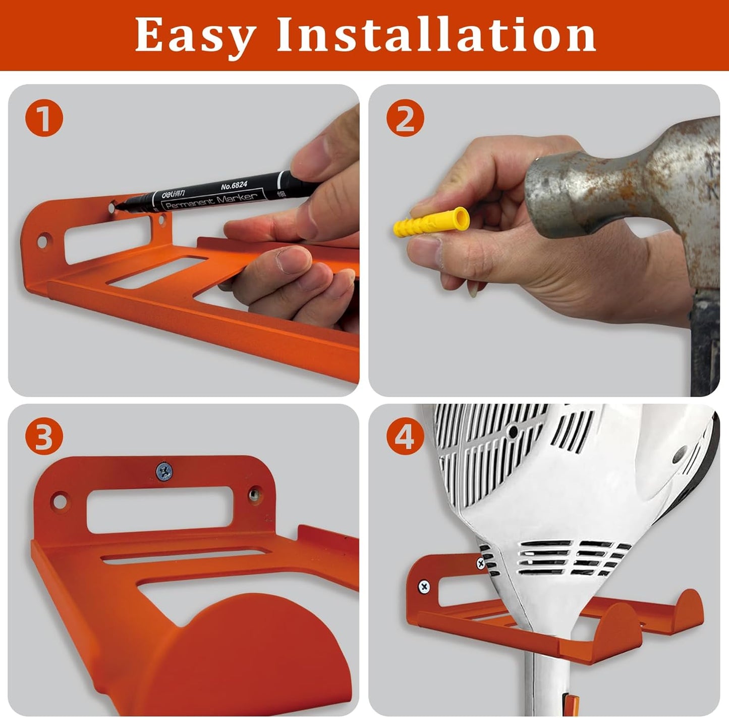 Weed Eater Hanger -2 Pack Heavy Duty Trimmer Rack Wall Mount for Grass Trimmer, Garden Tool Rack/Bracket, Wall Mount Tool Hanger, Shed Storage, Weed Wacker Holder