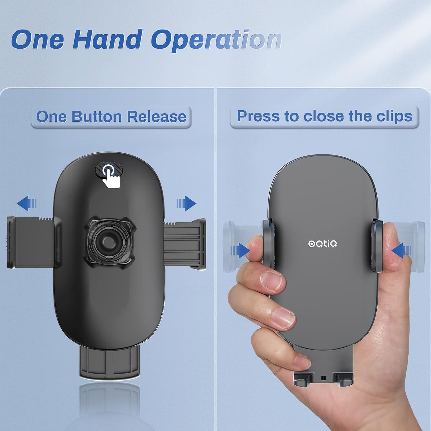 OQTIQ 13" Gooseneck Car Phone Mount – Windshield & Dashboard Holder with Strong Suction Cup, Anti-Shake Stabilizer, One-Button Release – Compatible with iPhone 16/15/14 and All Smartphones