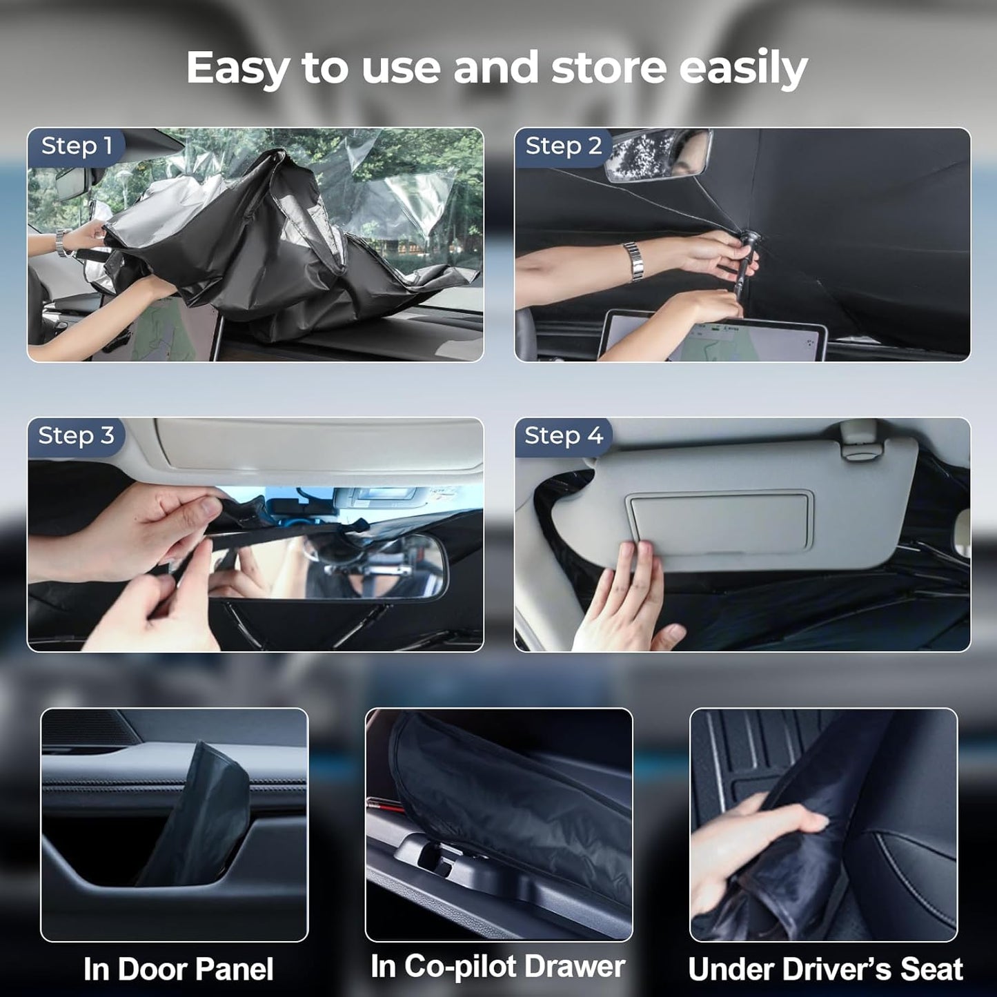 Windshield Sun Shade Umbrella: for Nissan Rogue/Rogue Platinum 2021 2022 2023 2024 2025 - Front Car Window Shades - Rogue-2021-2025 Foldable Sunshades Block UV Keep Cool