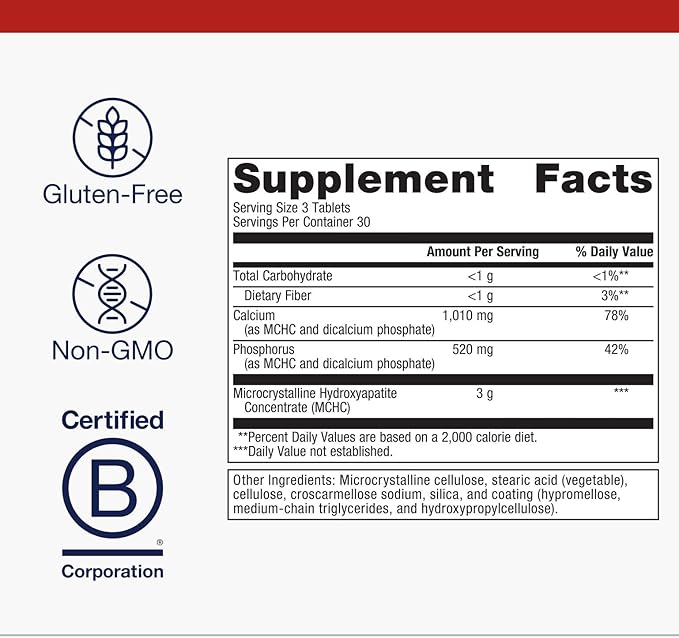 Metagenics Bone Builder Extra Strength - Microcrystalline Hydroxyapatite Concentrate (MCHC) with Calcium & Phosphorus - Supports Bone Density & Strength - Non-GMO & Gluten-Free - 90 Tablets