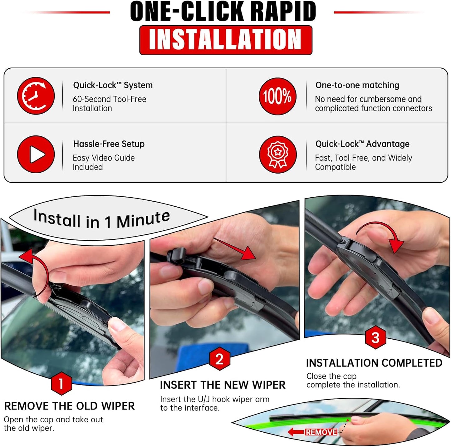 Windshield Wiper Blades Replacement for Honda CRV CR-V 2012 2013 2014 2015 2016 Original Factory Quality Front Rear Wipers Blade Set for My Car - 26" 16" 13" (Pack of 3)