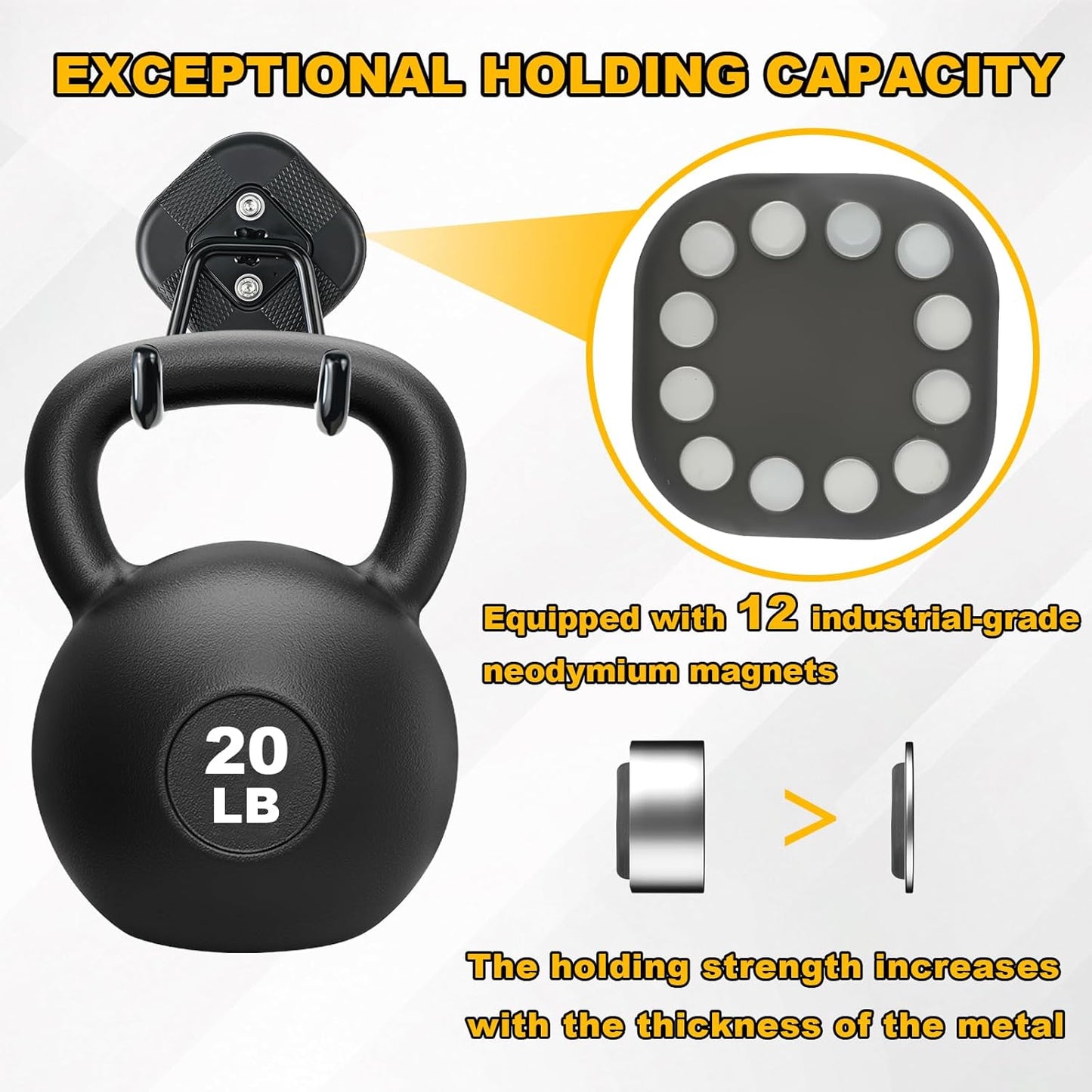 2 Pack Strong Gator Magnetic Hooks Heavy Duty for Hanging, Large Magnet Garage Utility Tool Accessories Organizer Holder with Anti Slip Rubber Coating for Cruise,RV,Workshop and Outdoor Storage