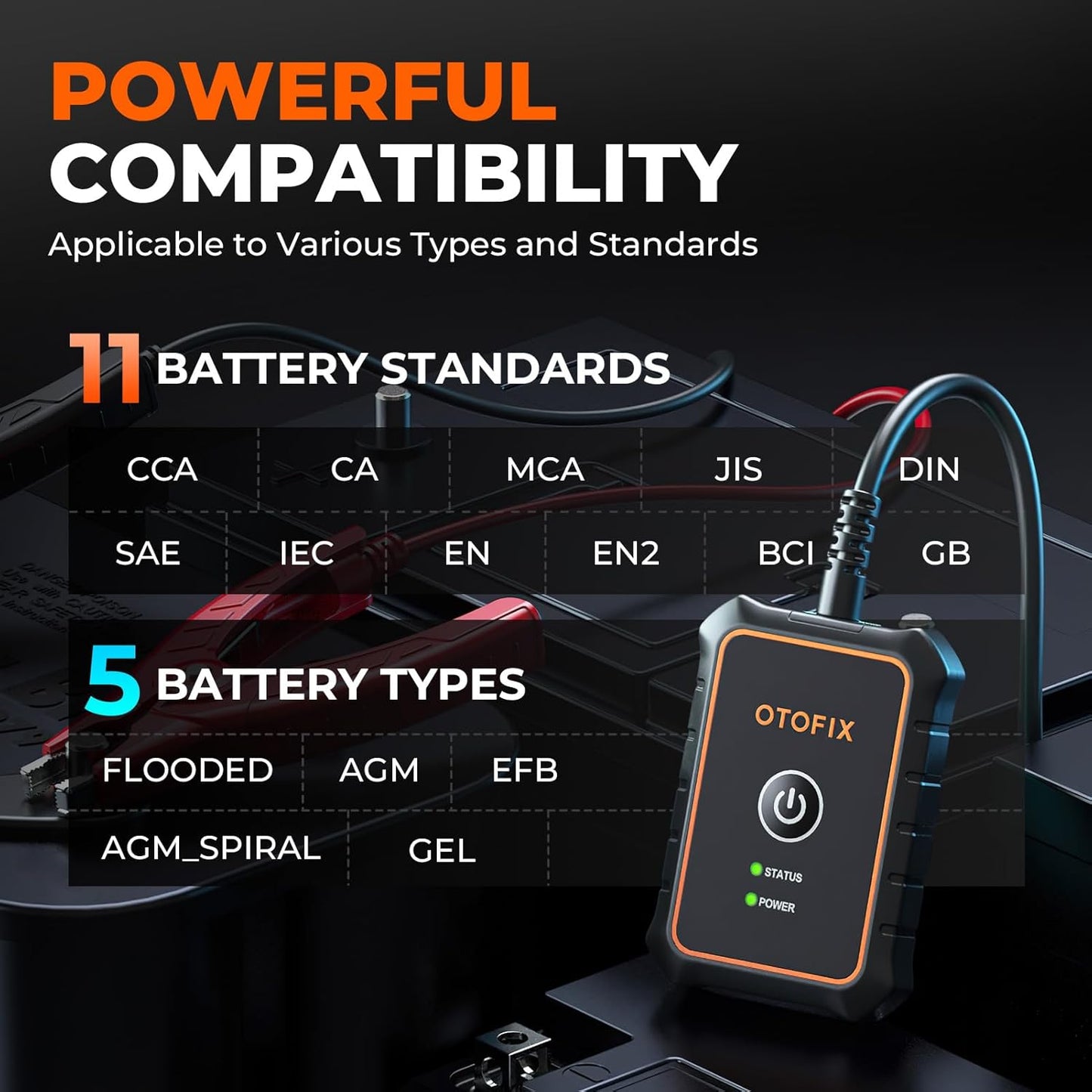OTOFIX Car Battery Tester BT1 Lite, 6V 12V 100-2000 CCA Car Battery Analyzer, Auto Cranking Charging System Test Scan Tool, Battery Load Test,Use with D1/D1 Lite/D1 PROS/D1 MAX/IM1/IM2/Ultra