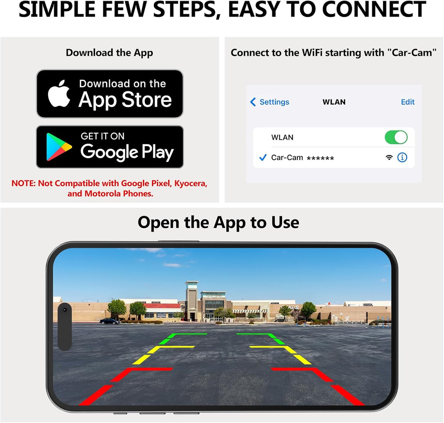 WiFi Magnetic Solar Wireless Backup Camera, 10500mAh Rechargeable 1080P Rear View Camera for Truck RV Trailer Car, DVR Recording Night Vision IP69 Waterproof, App for Phone iOS Android AP1 DVKNM