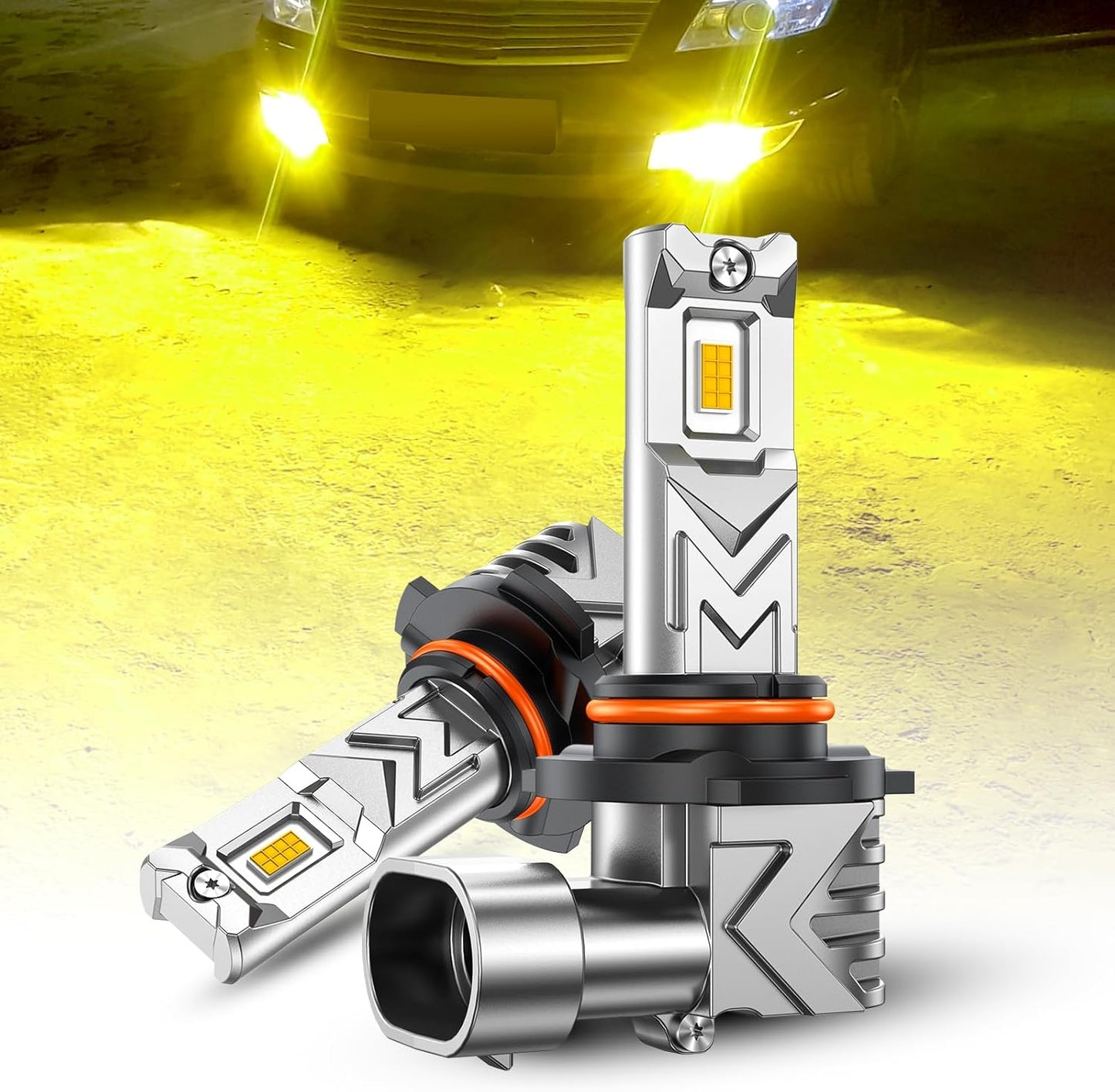 SEALIGHT H10 9140 9145 LED Fog Light Bulbs, 14,000LM 800% Brighter H10 LED Fog Lights, 3500K Amber Yellow Strong Light Penetration, Super Bright, Plug and Play