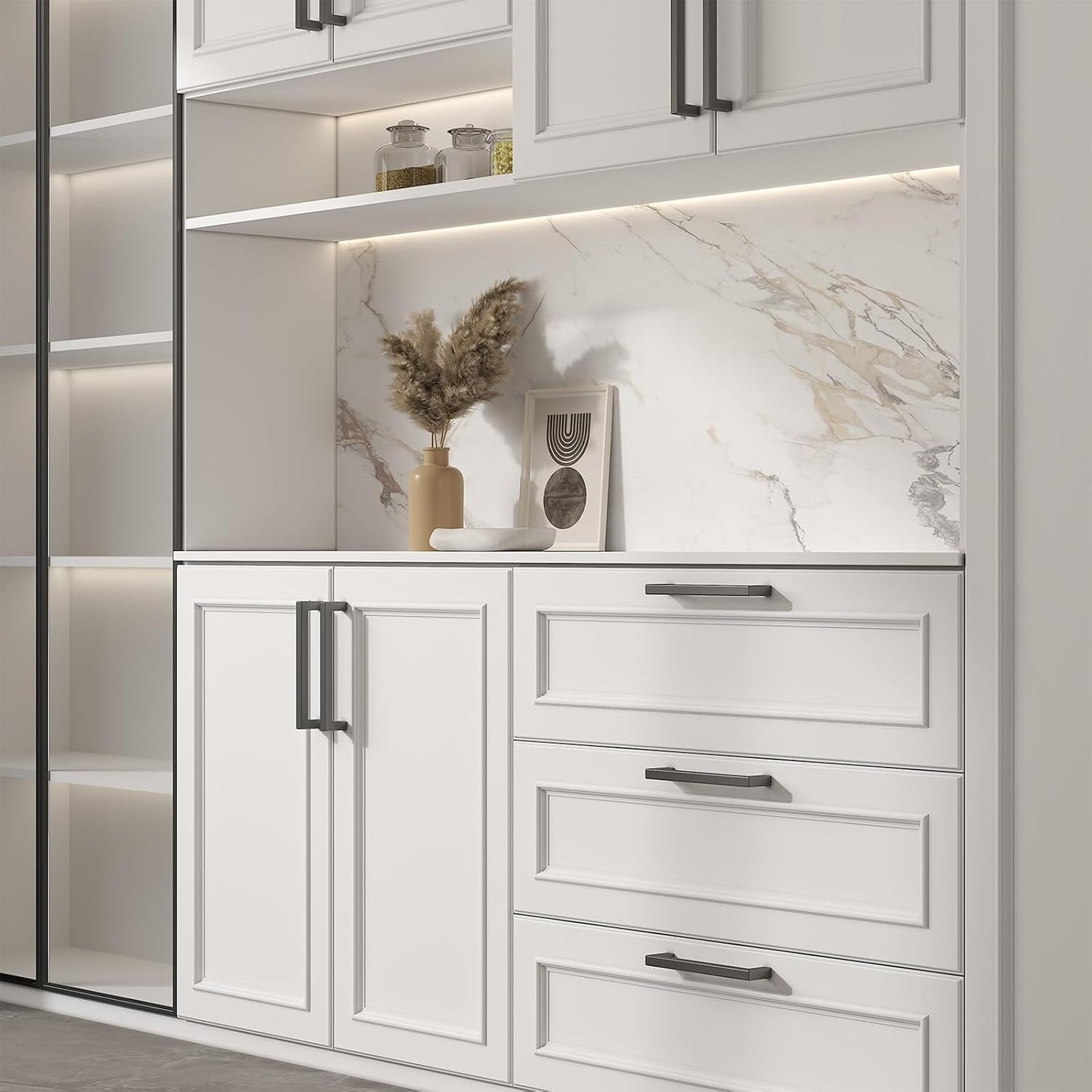 goldenwarm 2Pack 4.5INCH Drawer Pulls Black Modern Cabinet Hardware - LSJ12BK115 Cabinet Handles 4-1/2 inch Hole Centers Bedroom Drawer Pull Kitchen Cabinets T Bar Handle