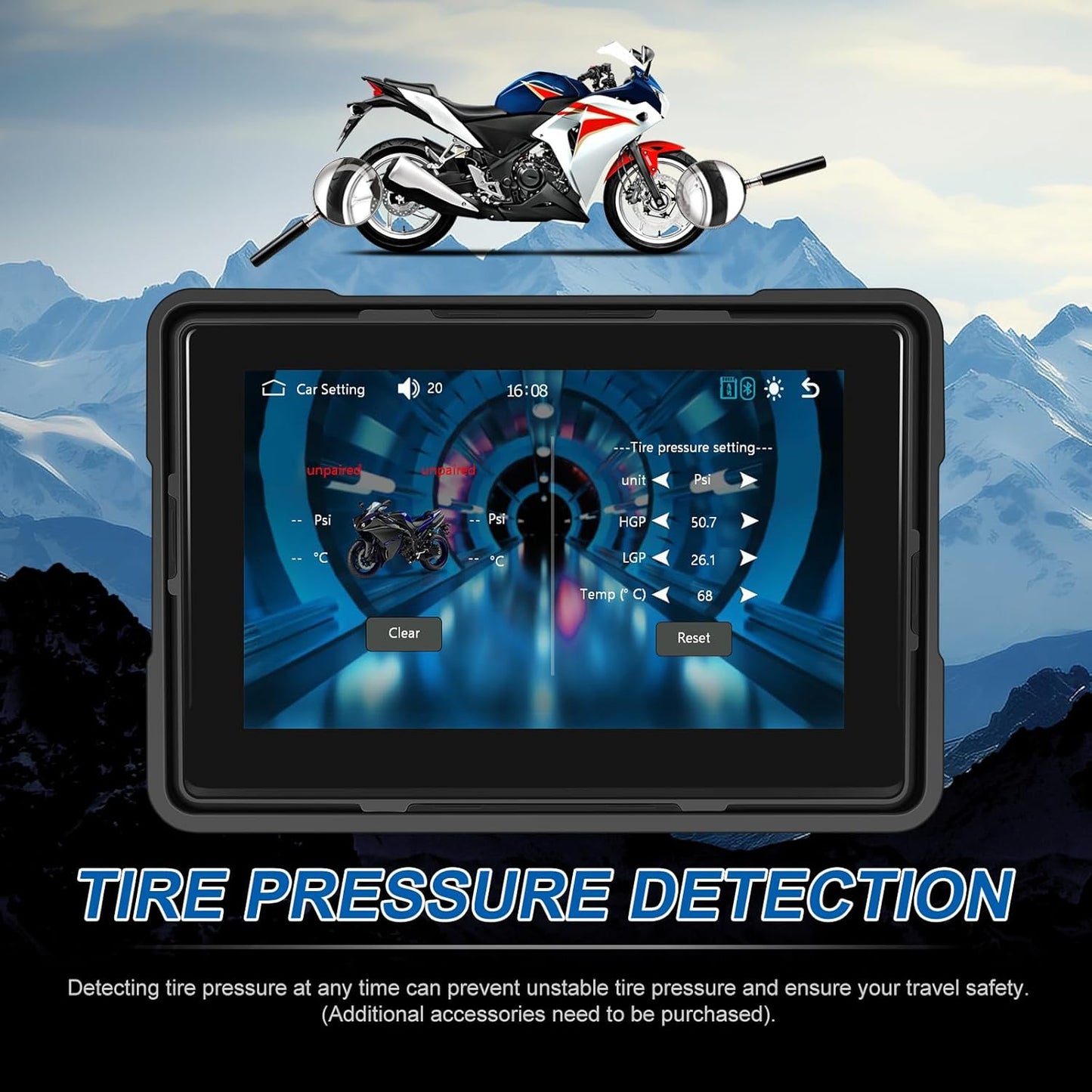 CAMECHO Motorcycle CarPlay Screen, 5" Waterproof Portable Wireless Apple Carplay Android Auto for Motorbike, Touch Screen Car Stereo Support Dual Bluetooth, Mirror Link, EQ, Siri Voice Control