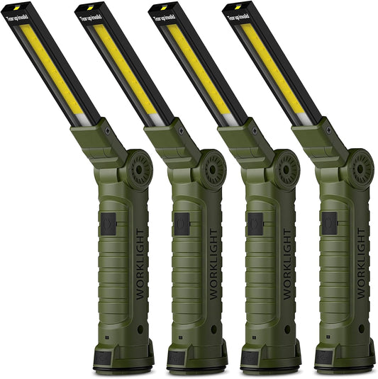Coquimbo Tool Gifts for Men, Rechargeable LED Work Lights Grill Light with Magnetic Base 5 Modes 360° Rotate Mens Birthday Gifts for Dad Husband Grandpa Boyfriend (4 Pack Green)