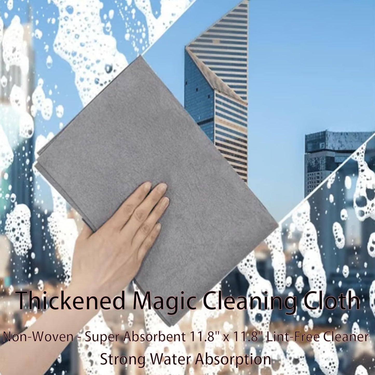 FETNHU Non-Woven - Super Absorbent 11.8" x 11.8" Lint-Free Cleaner, Reusable Thickened Magic Cleaning Cloth, Multipurpose Magic Cloths for Cleaning Glass, Cars, Kitchen, Window, Mirrors (30PCS-Black)