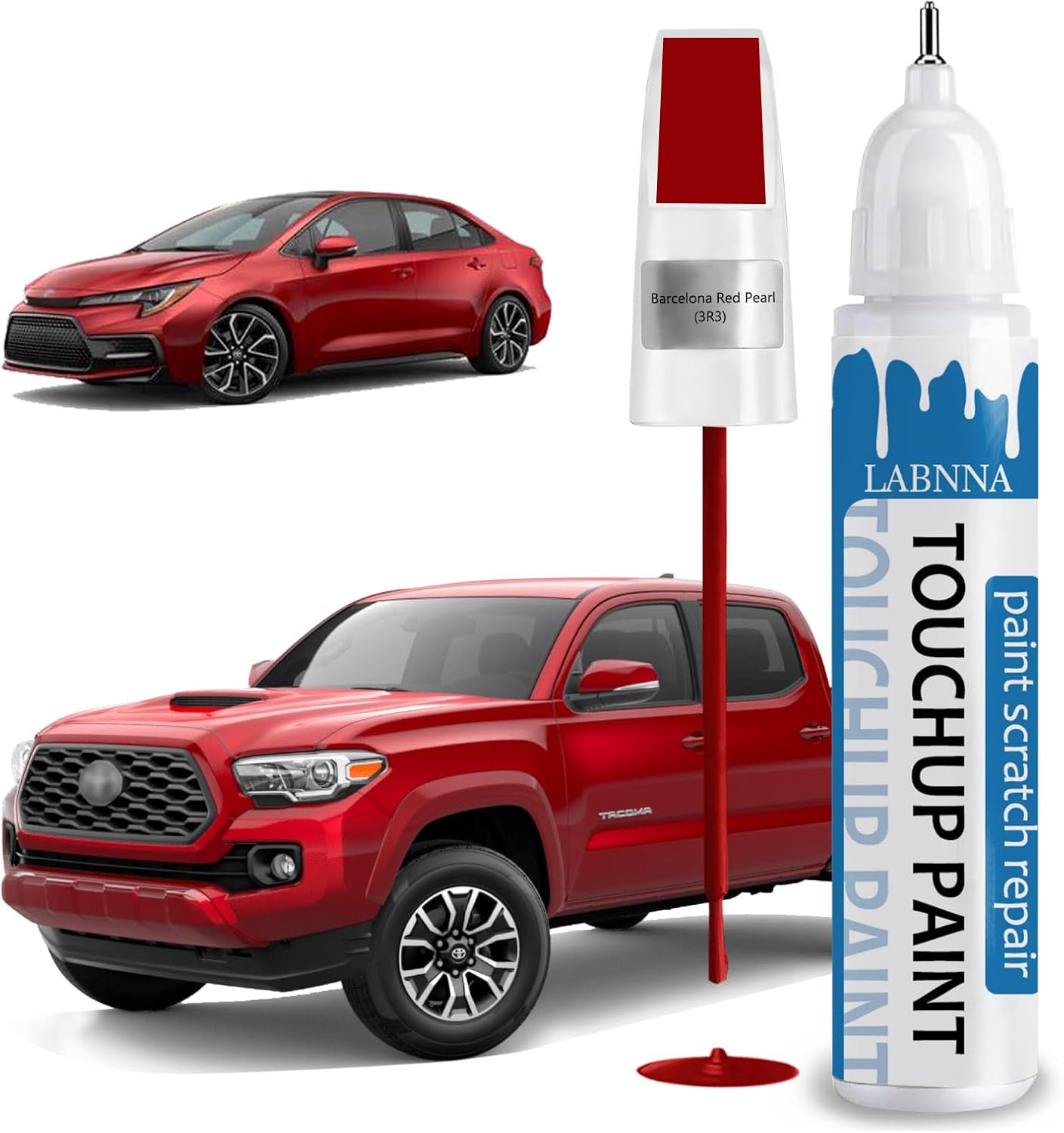 Barcelona Red Pearl(3R3) Touch Up Paint for Toyota-Exact Match 2 in 1 touchup Paint Pen for Chips and Nicks Repair Car Paint Scratch Repair Kit