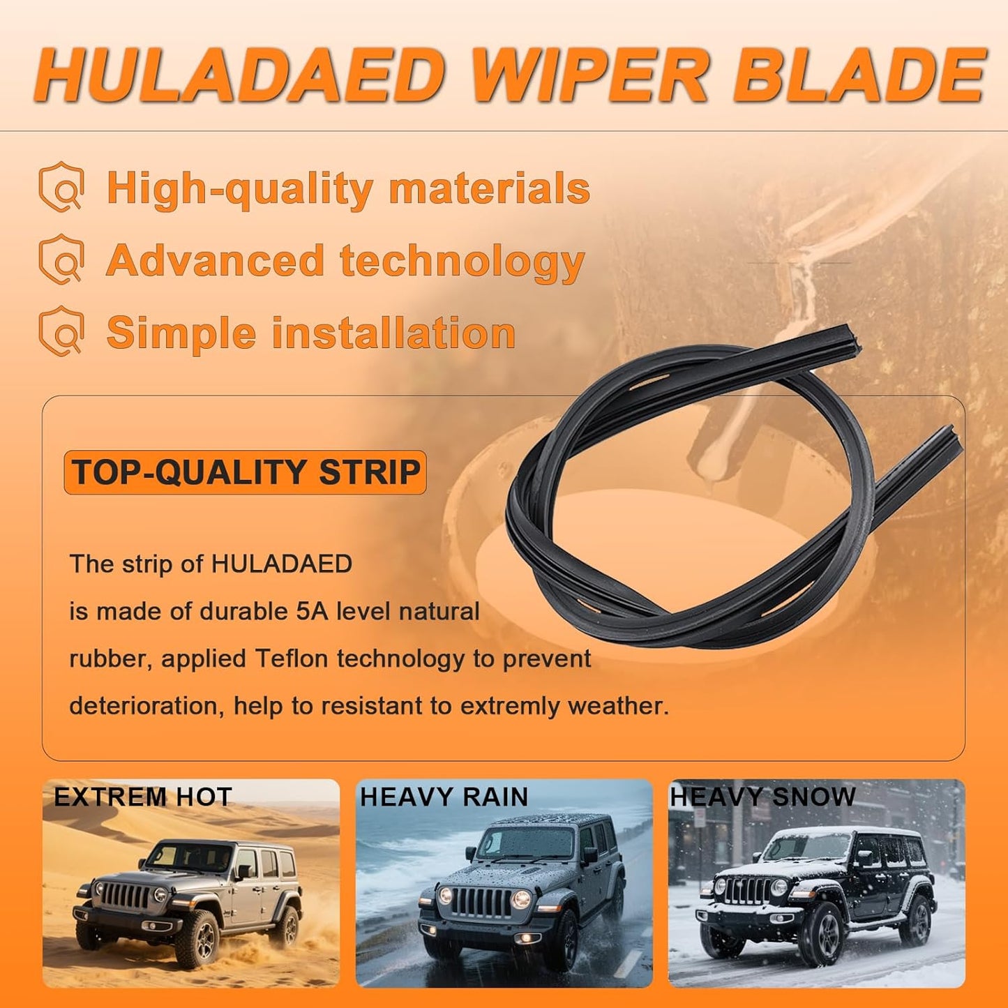 HULADAED® 26'' 22'' 12'' Windshield Wipers Replacement for Volkswagen/VW Atlas 2023-2018,Silicone Front Rear Wiper blades for MY Car-All Weather & Quiet(3 PACK)