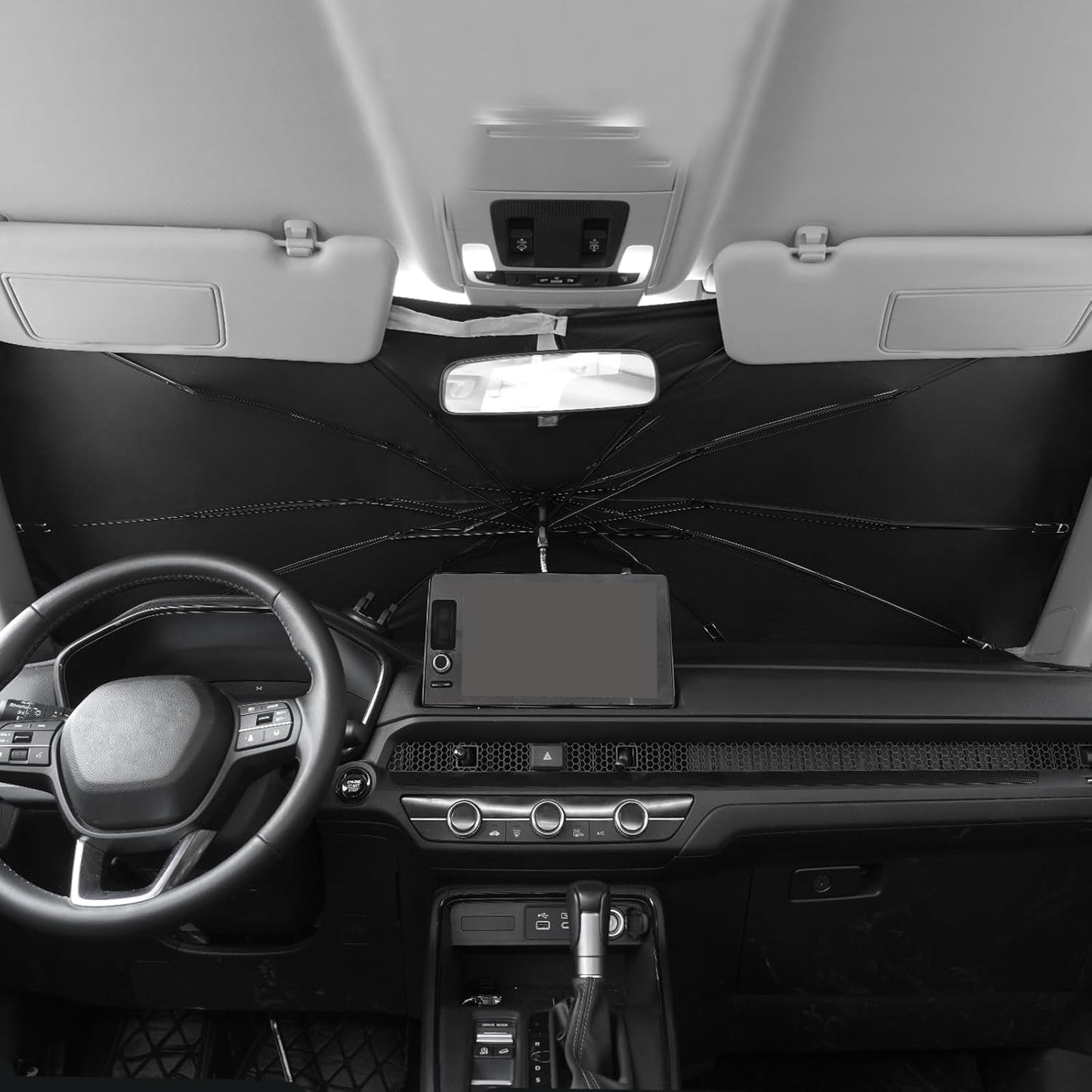 Custom Fit Windshield Sun Shade Umbrella for Honda HR‑V 2023‑2025 – Foldable Front Window Shield, Blocks UV Heat, Reduces Cabin Temp 20‑30 ℃, Easy‑Open Car Sunshade with Storage Bag