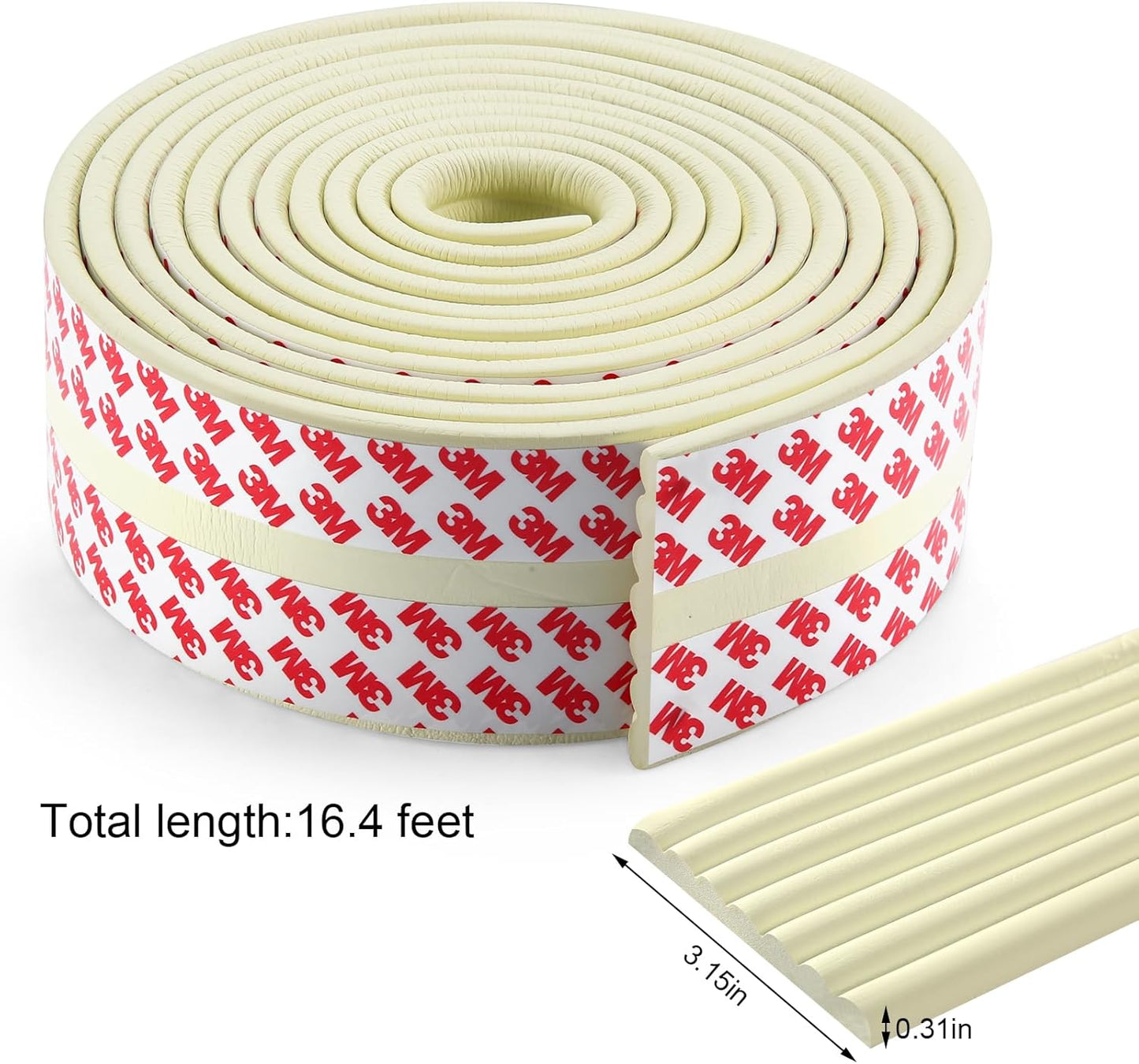 Baby Proofing Edge Corner Protector,16.4 ft Edge Guards Padding with 3M Adhesive, Extra-Wide Soft Rubber Foam Padding, Furniture,Sharp Edge Safety Corner Edge Bumper Guard- Cream
