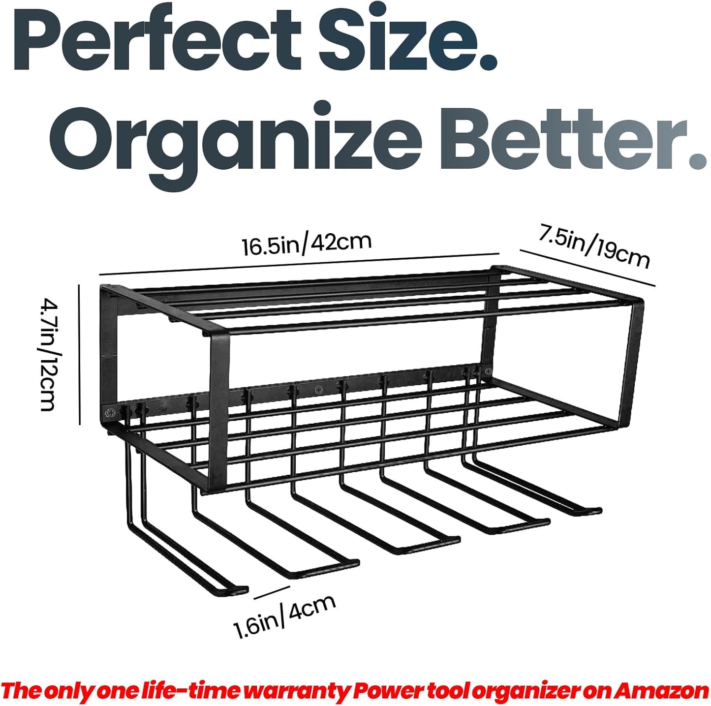 Power Tool Organizer, 120LB Bearing Assemble-free Wall Mount Cordless Drill Holder Utility Racks Storage For Dewalt Milwaukee Christmas Fathers Gifts Husband Garage Workshop On Clearance