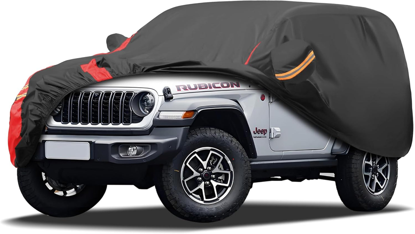 Car Cover Automobiles Waterproof All Weater Compatible with Jeep Wrangler Cover 2 Door, Outdoor Full Exterior for Covers Fits JK JL TJ YJ CJ
