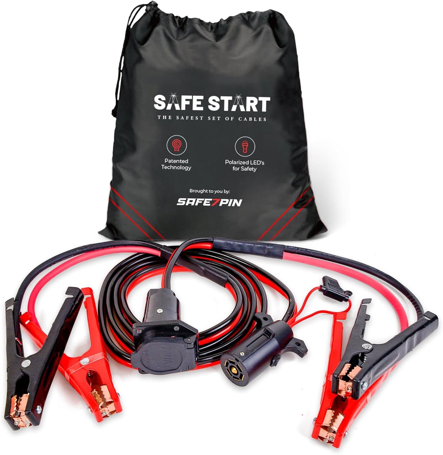 Jumper Cable | Heavy Duty Jumper Cables for Trucks, SUV | Self Rescue Car Jump Starter | Quick Connect, Built-in Lights, Portable | Prioritizing Safety | 6 Gauge Wire, 12 Ft.