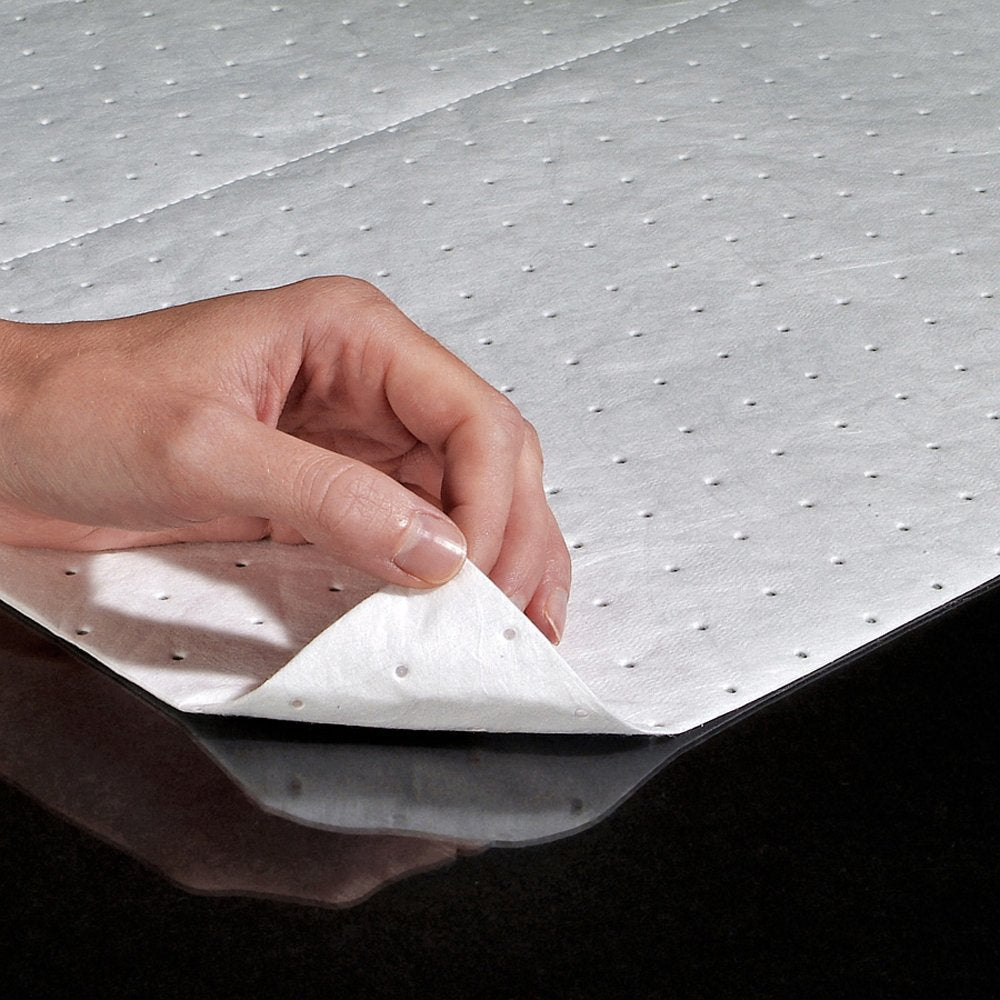 PIG Oil Absorbing Mat Pad in Dispenser Box Absorbs Oil and Fuel Repels Water 14-Ounce Absorbency 15" x 20" Box of 200 MAT485