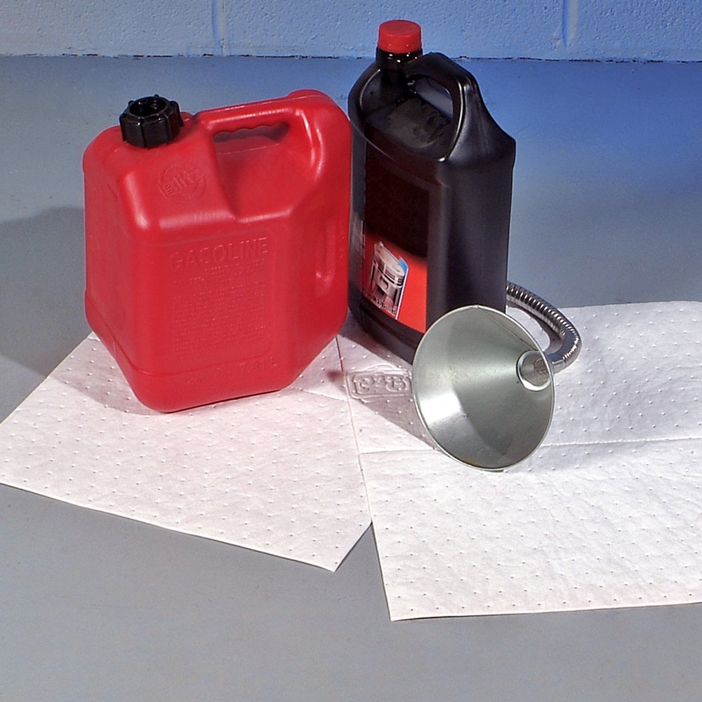 PIG Oil Absorbing Mat Pad in Dispenser Box Absorbs Oil and Fuel Repels Water 14-Ounce Absorbency 15" x 20" Box of 200 MAT485