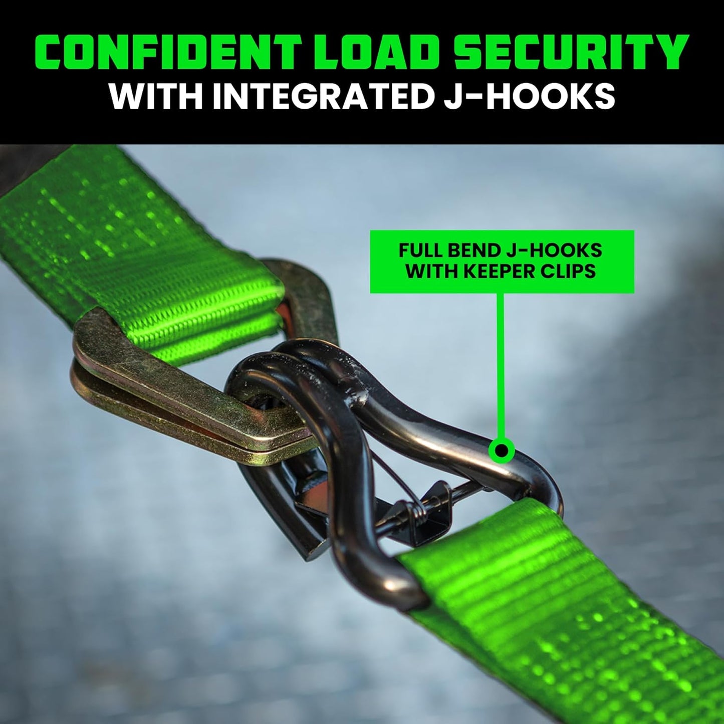 Rhino USA Car Tie Down Straps for Trailers with J Hooks (4-Pack) – 2" x8' (10,000lb Break Strength) – Heavy Duty Car Hauler Tire Straps with Axle Straps for UTV, Powersports & More – Green