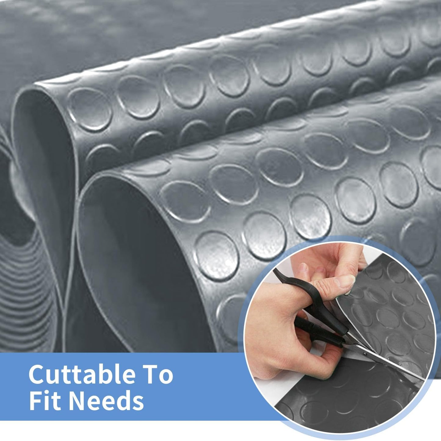 Premium Garage Floor Mat, Commercial Grade Heavy Duty Parking Mat for Garage Floor, Golf Cart Parking, Water/Stain Resistant Floor Runner (Grey Coin, 2 Rolls x 4 x 10 Feet)