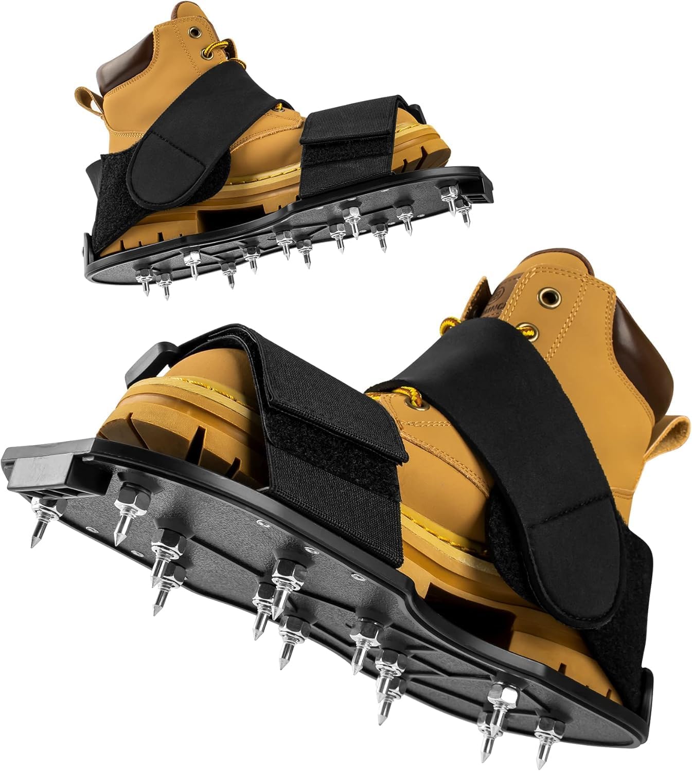 Epoxy Floor Spiked Shoes Fully Assembled Gunite Spiked Shoes with 3/4" Short Spikes for Garage Floor Epoxy, Overlays, Cover Installation,1 Pair (Black)