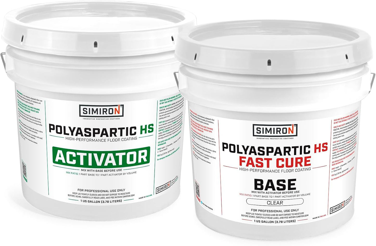 Polyaspartic High Solids Topcoat Coating System - 2 Gallon Kit - Clear Coating Gloss Finish - Easy-to-Use 1:1 Mix Ratio - Protection to Adhesion, UV, Abrasion, & Scratches (Fast Cure)