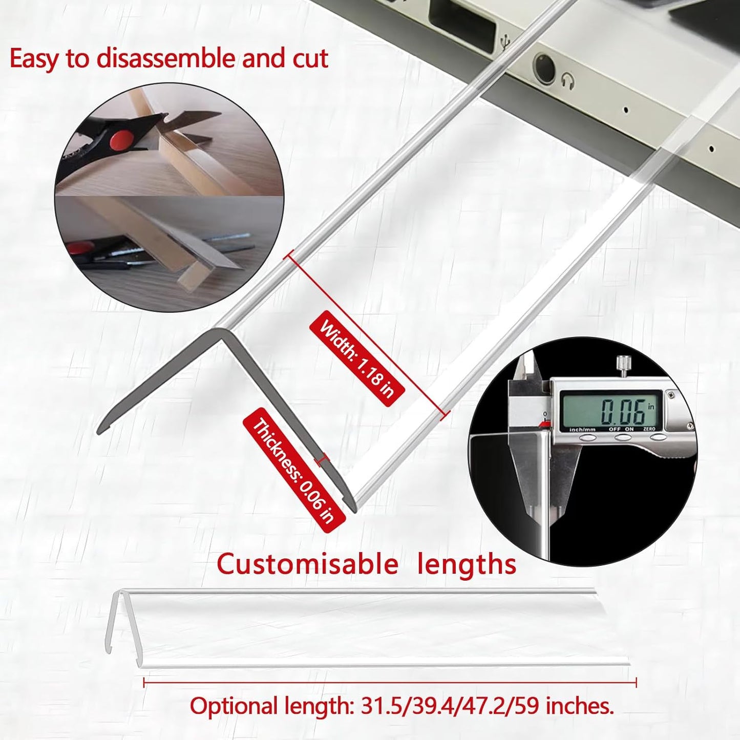 Wall Corner Protector - 4PCS, 39.4"x1.18" - Self Adhesive Clear Corner Protectors for Walls, Cabinet Doors, Edge Protector Trim; Easy to Install Corner Guards for Walls (100cm x 3cm)