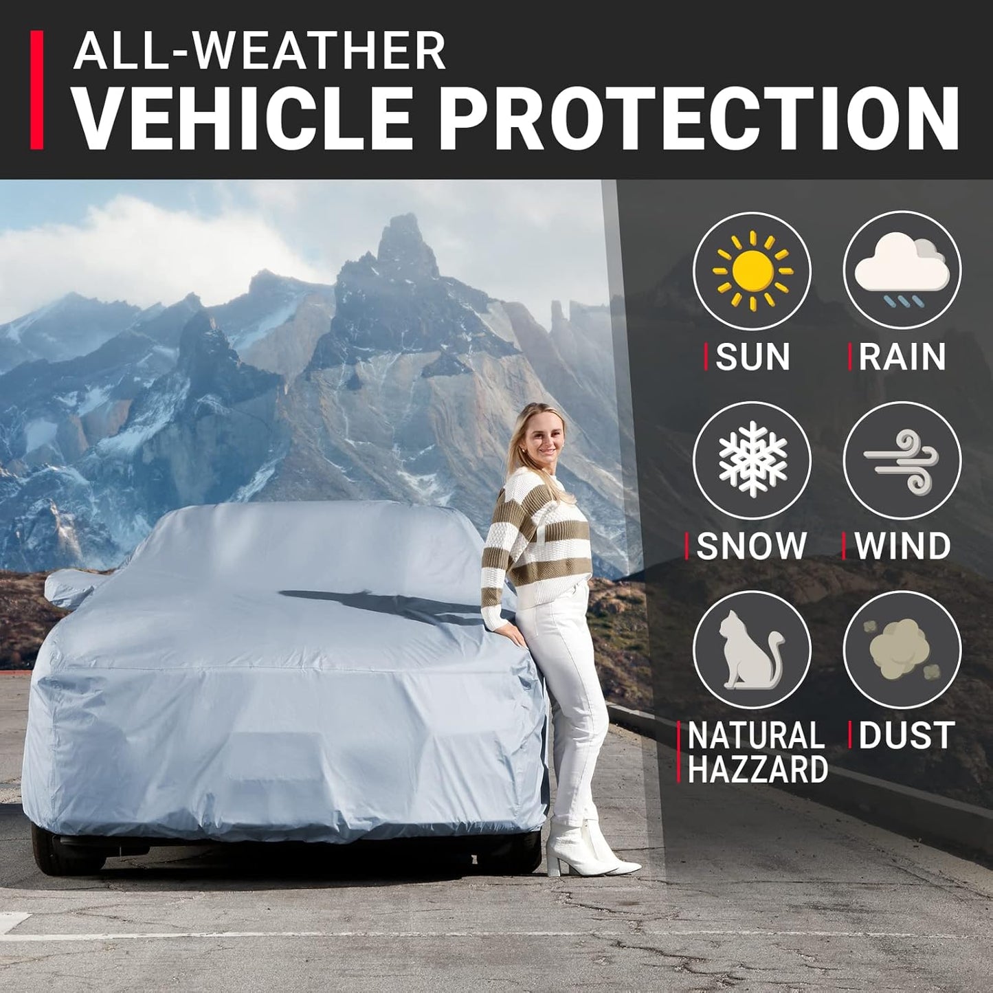 iCarCover Premium Car Cover for 2005-2010 Pontiac G6 Heavy Duty Waterproof All-Weather Automobiles Custom Fit Indoor Outdoor UV Snow Protection Covers with Straps and Bag