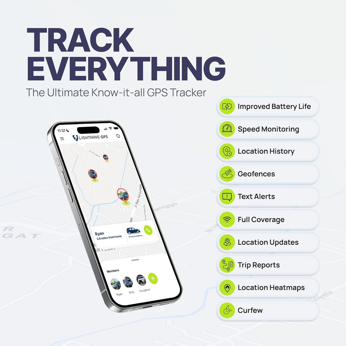 Lightning GPS GL300 GPS Tracker for Vehicles – Real-Time Location Tracking, Anti-Theft & Fleet Management, Speed & Mileage Monitoring, Wireless Hidden Device for Cars & Trucks – Subscription Required