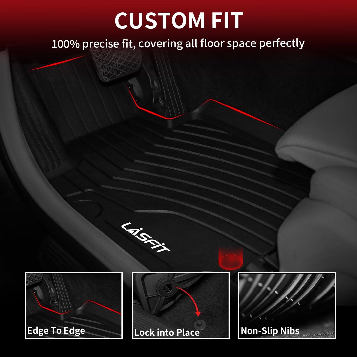 LASFIT Floor Mats & Cargo Mat for Mercedes Benz GLC 2025 2024 2023 (Not for Coupe), GLC300 / GLC300e / GLC43 AMG, All Weather TPE Car Mats for GLC 2023-2025, 1st & 2nd Row & Trunk Liner Set, Black