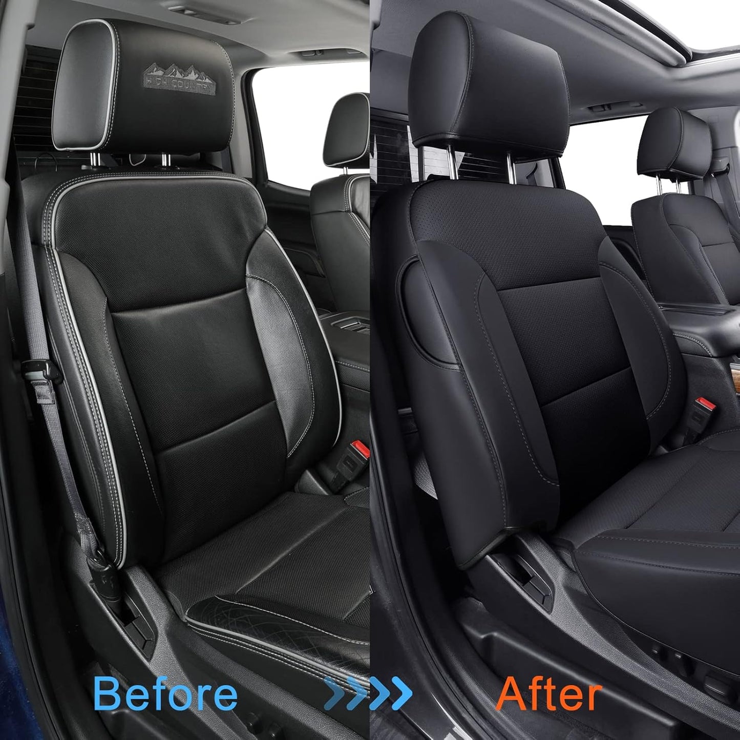 LUCKYMAN CLUB Front Seat Covers fit for Crew Cab/Extended Cab/Regular Cab of 2014-2018 Chevy Silverado Sierra 1500, 2015-2019 Silverado Sierra 2500 3500 (Black 2 pcs)