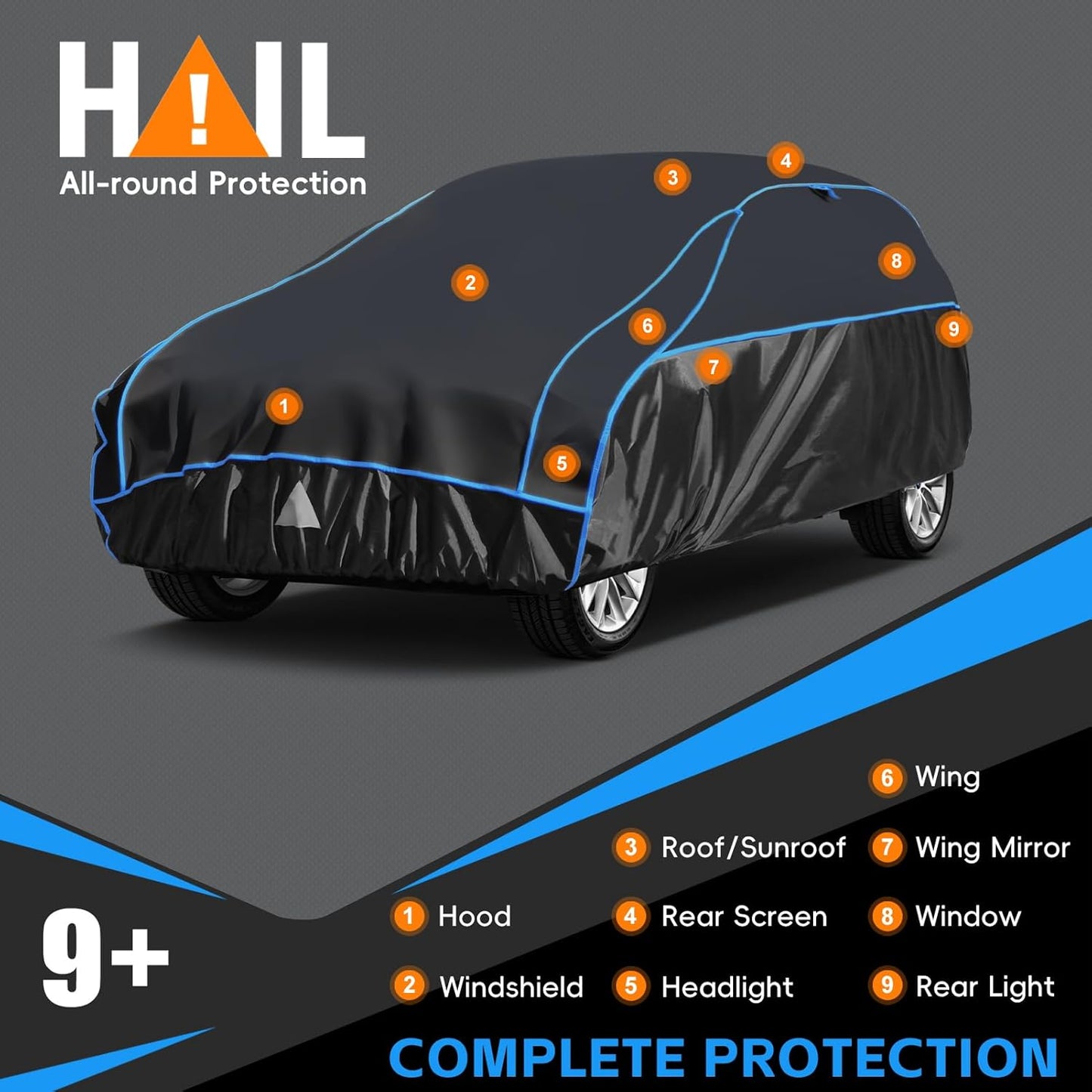 Hail Protector Car Cover for SUV, Anti Hail Car Covers Thick Multi-Layered EVA Outdoor, Hail Proof Car Cover All Weather, Hail Protection Padded Fit Honda CR-V, BMW X3 X4, Audi Q5, Etc