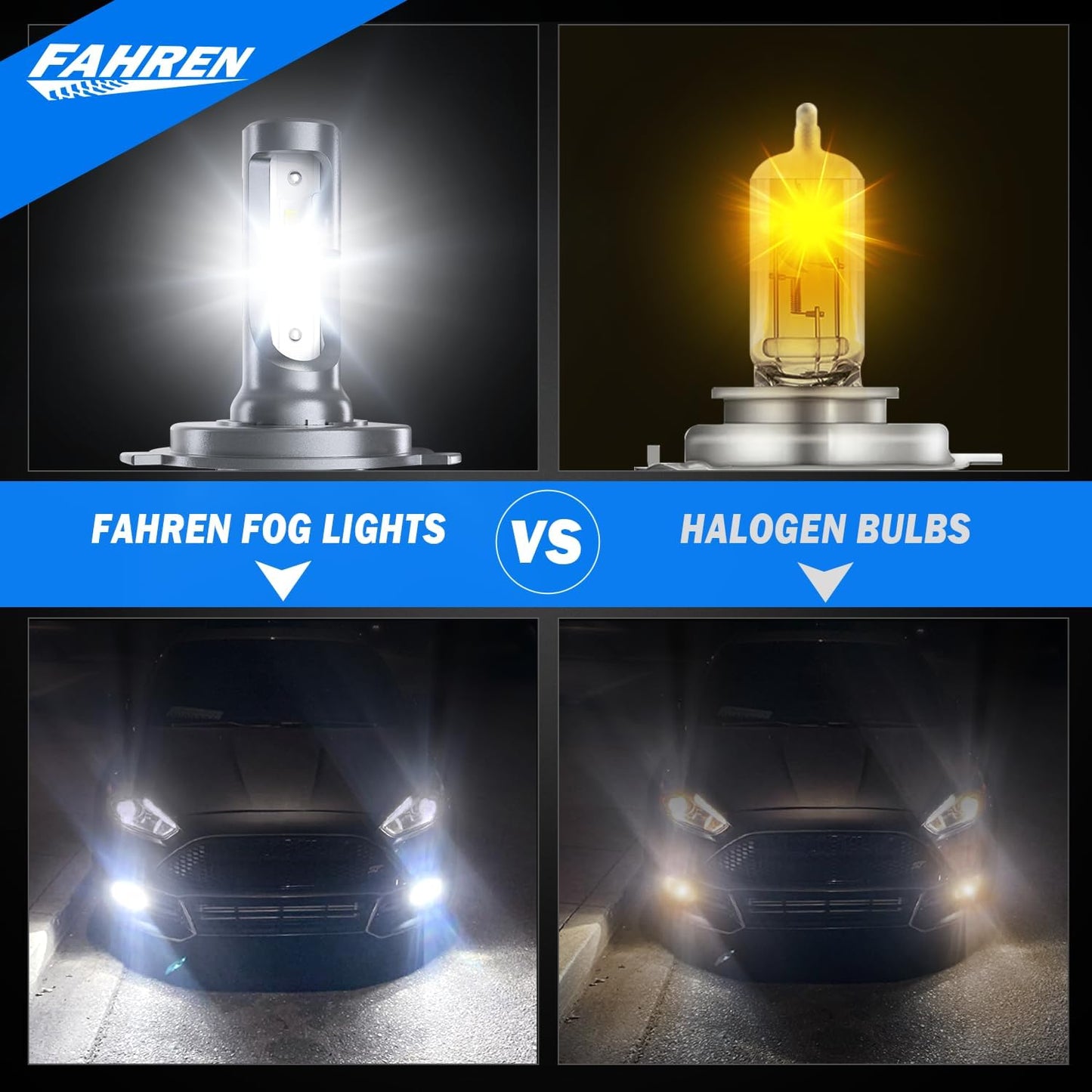 H4 Light Bulb, 40000LM 900% Super Brighter, Real 1:1 Size, 9003/HB2 Fog Light for Night Driving, 6500K Cool White, 60000Hrs Long Service Life with Cooling Fan, Plug and Play, Pack of 2