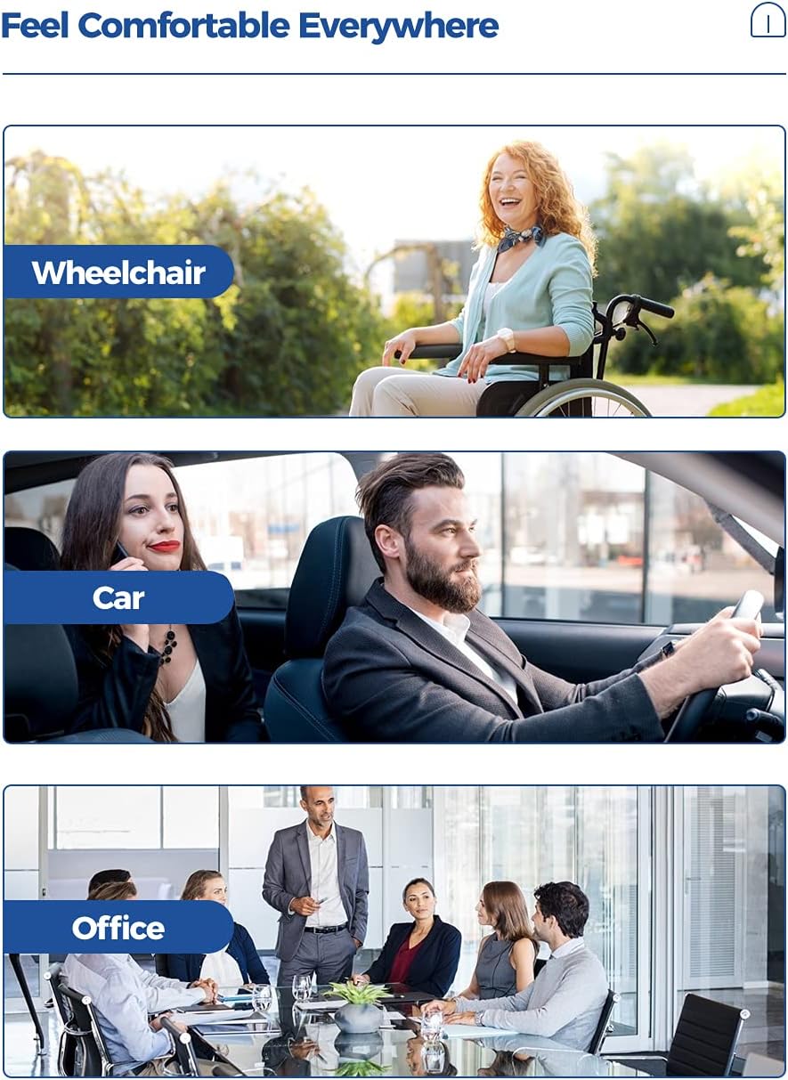 Tsumbay Seat Cushion for Office Soft Memory Foam Seat Cushion with Carry Handle，Washable Cover，Comfortable Coccyx Cushion for Home Office Chair Pad, Car Seat, Wheelchair -Black