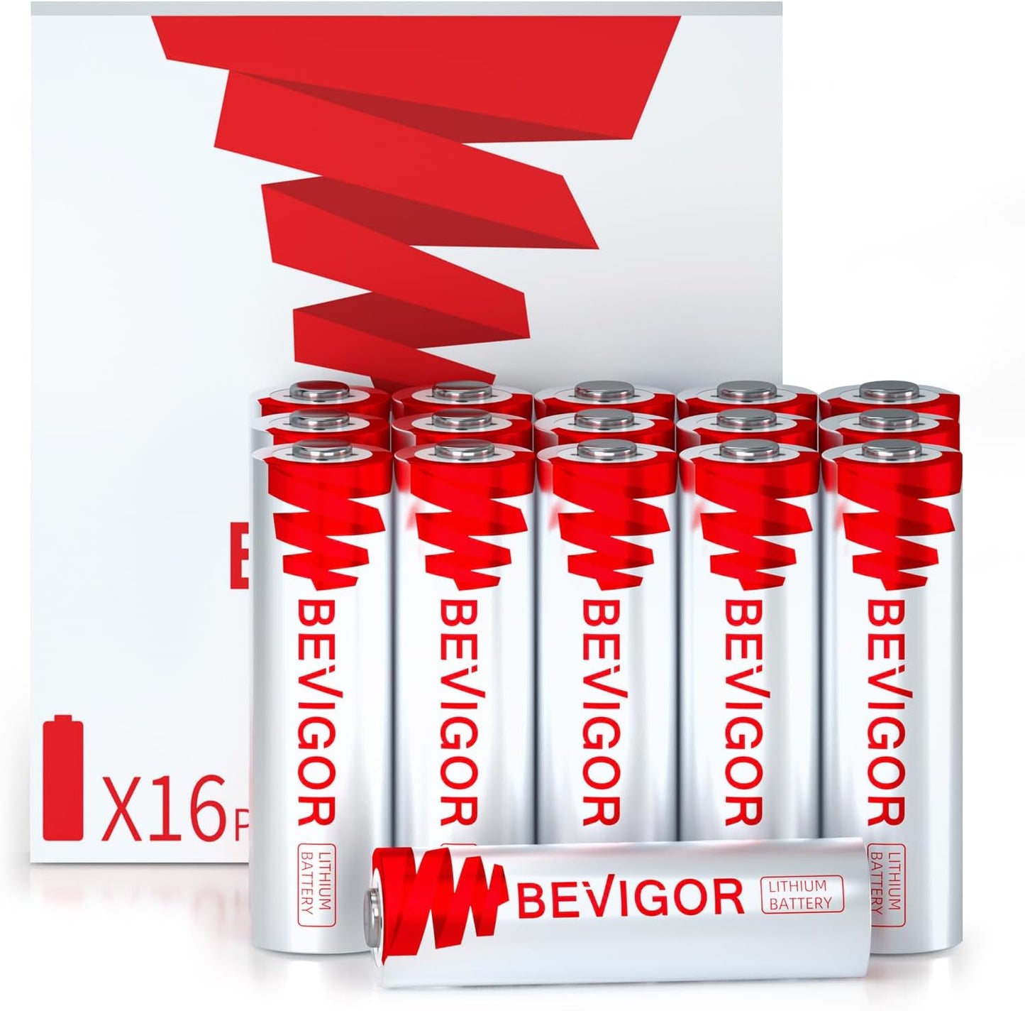 BEVIGOR Lithium Batteries AA Size 16 Pack 3000mAh 1.5V Longer Lasting Double A Battery for Blink Camera, Trail Camera, Security Alarm System, Remote Controlled Vehicle Batteries【Non-Rechargeable】