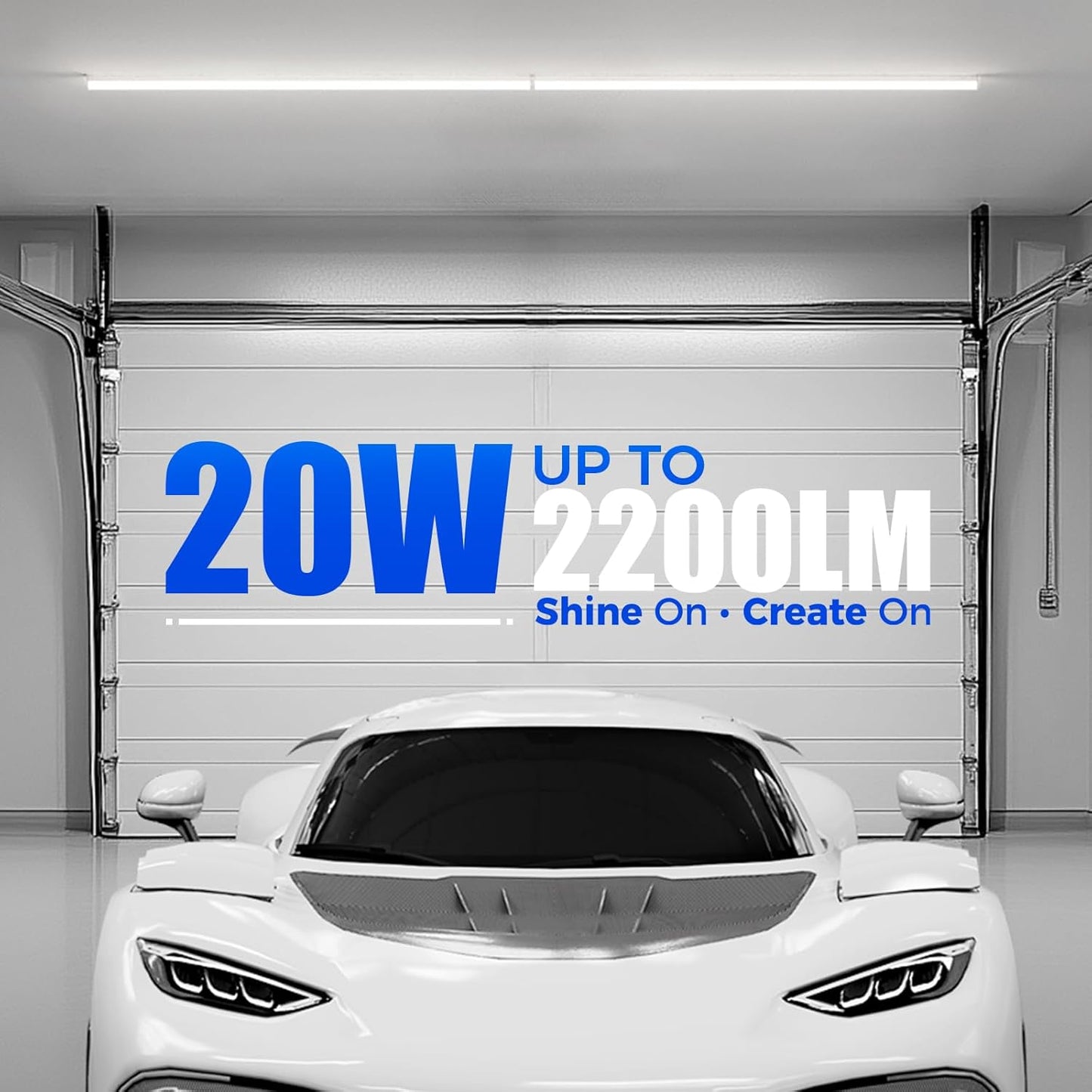 Barrina T5 4FT LED Shop Light, 2200lm,5000K Daylight White, 20W Utility Light Fixture, Ceiling and Under Cabinet Lights for Workshop Garage, Corded Electric with ON/Off Switch, 6 Pack