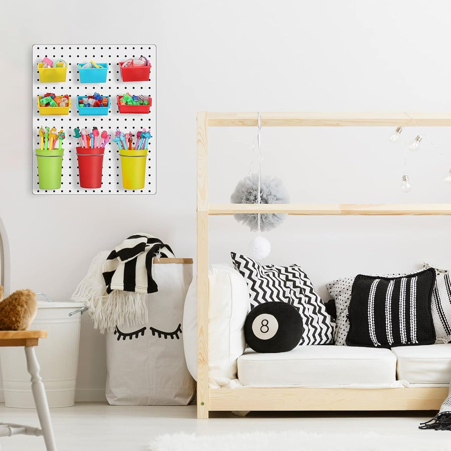 Yookeer 20 Pcs Pegboard Bins and Cups with Hooks and Loops Peg Assortment Organizer Accessories Various Tool Organizer Pegboard Baskets Set for Garage Workshop Workbench Office(Mixed Color)