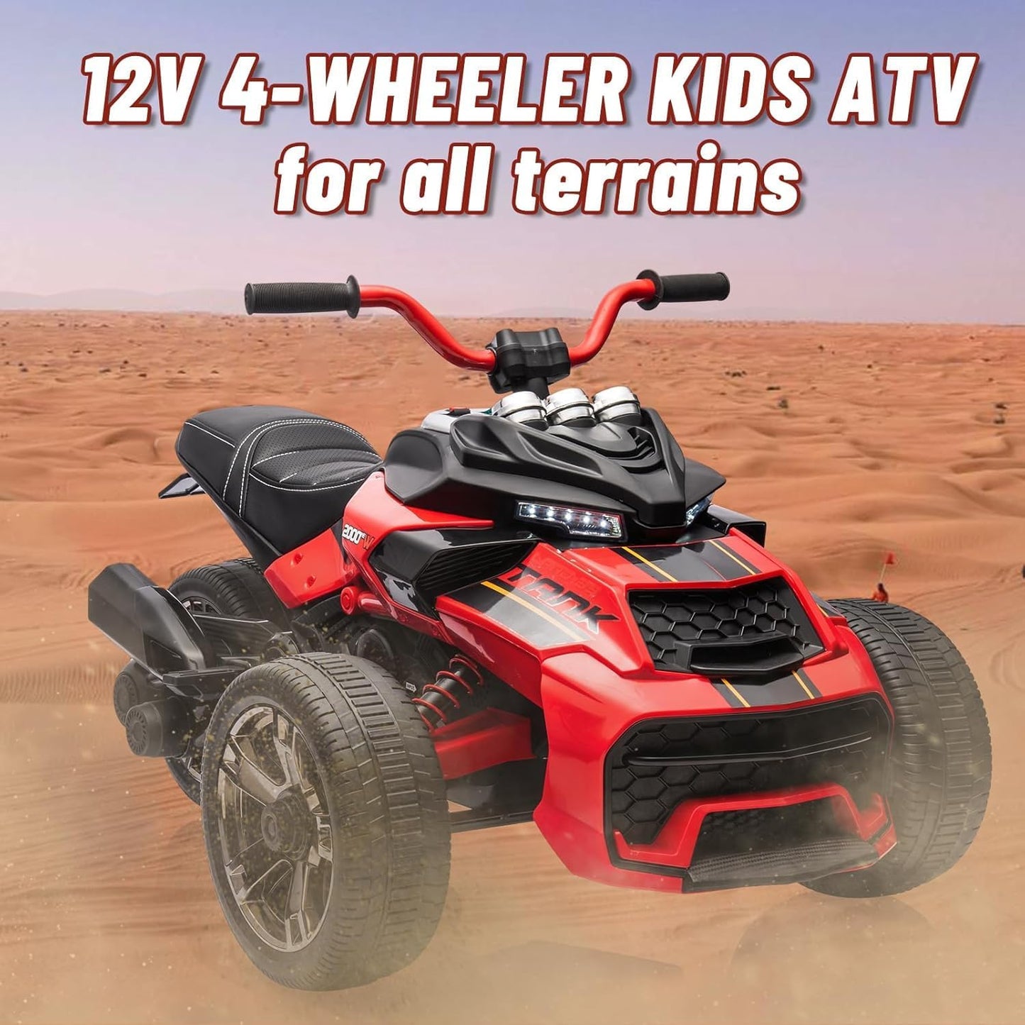 12V Kids Electric Ride-On Car with Parent Remote Control, 7MPH, 2 Speeds, 2x55W Motor, LED Lights, Music, USB & EVA Tires, 3 Wheel Battery Powered Toy Vehicle for Toddlers